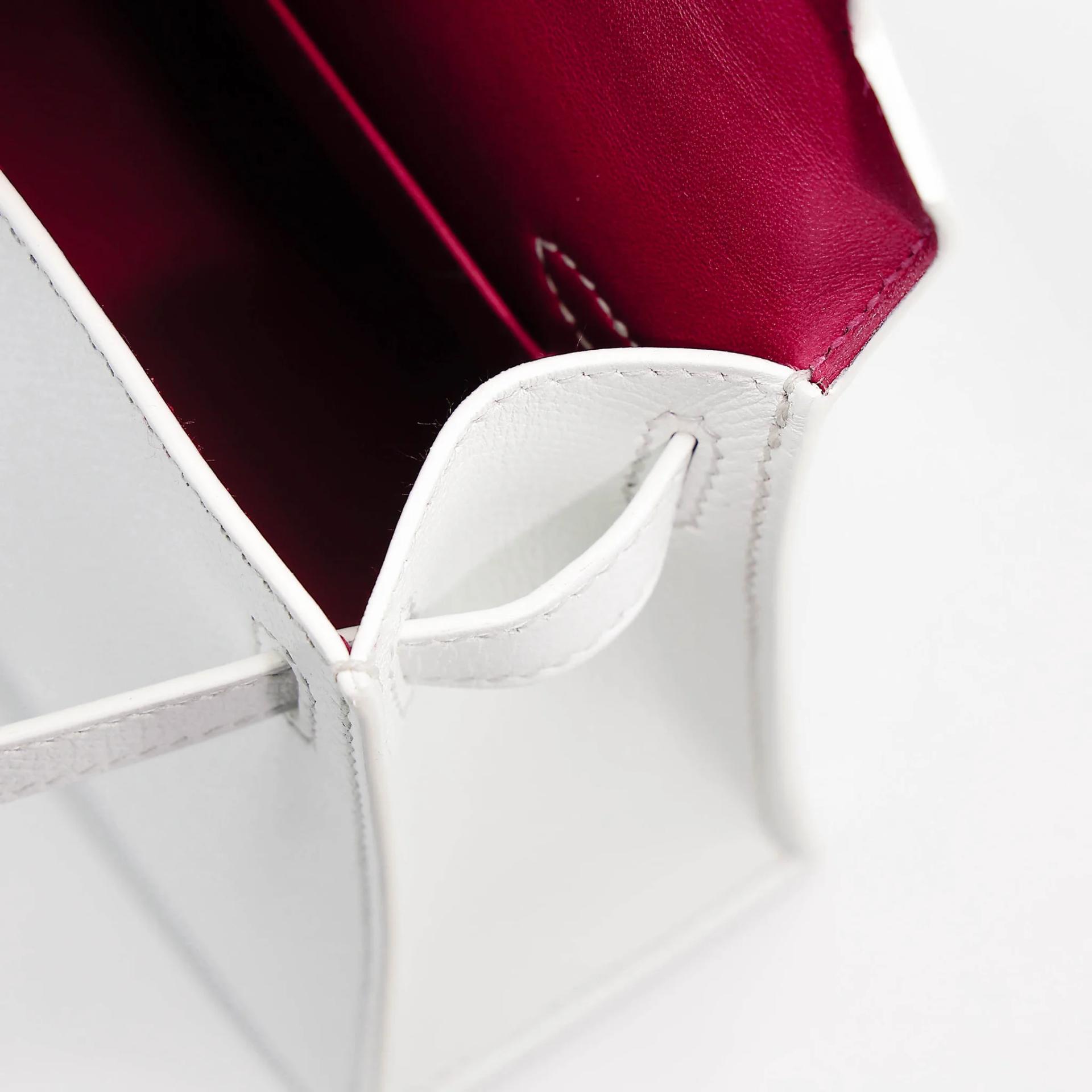 Unused ( Rank NS ) HERMÈS Mini Kelly II HSS White (01) Rose Purple (L3) Epsom Permabrass hardware Y (2020) - 15