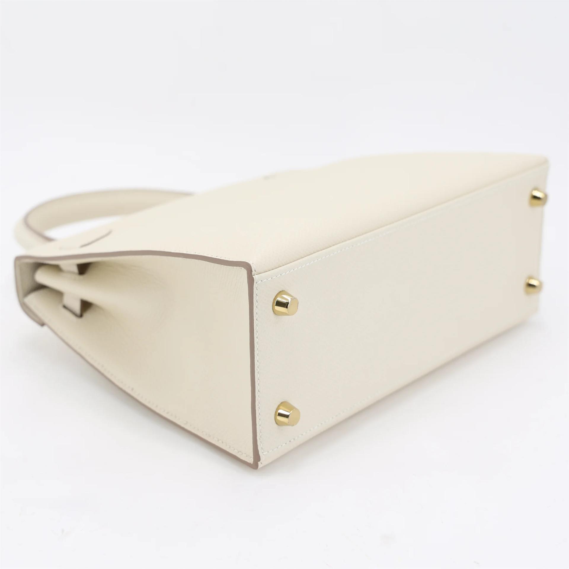 Excellent ( Rank SA ) HERMÈS Kelly 25 Sellier Craie (10) Epsom Permabrass hardware G (2026) - 6