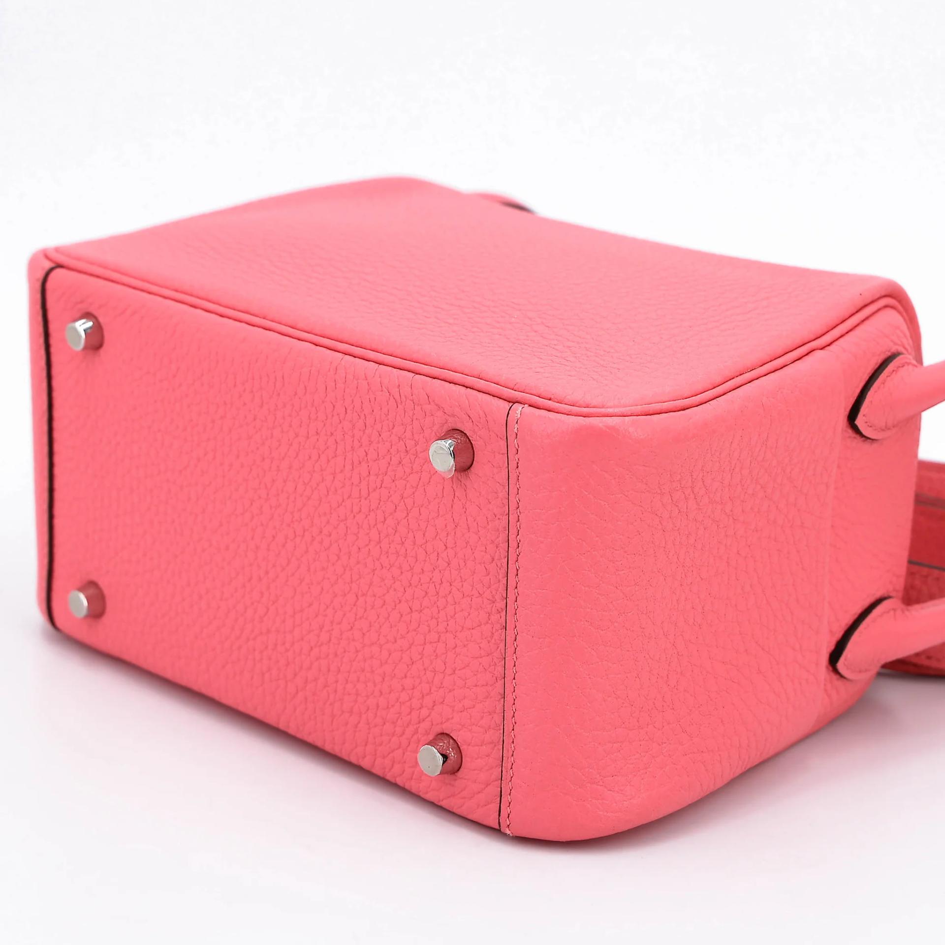 Excellent ( Rank SA ) HERMÈS Mini Lindy Rose Azalee (8W) Clemence Palladium hardware Y (2020) - 6