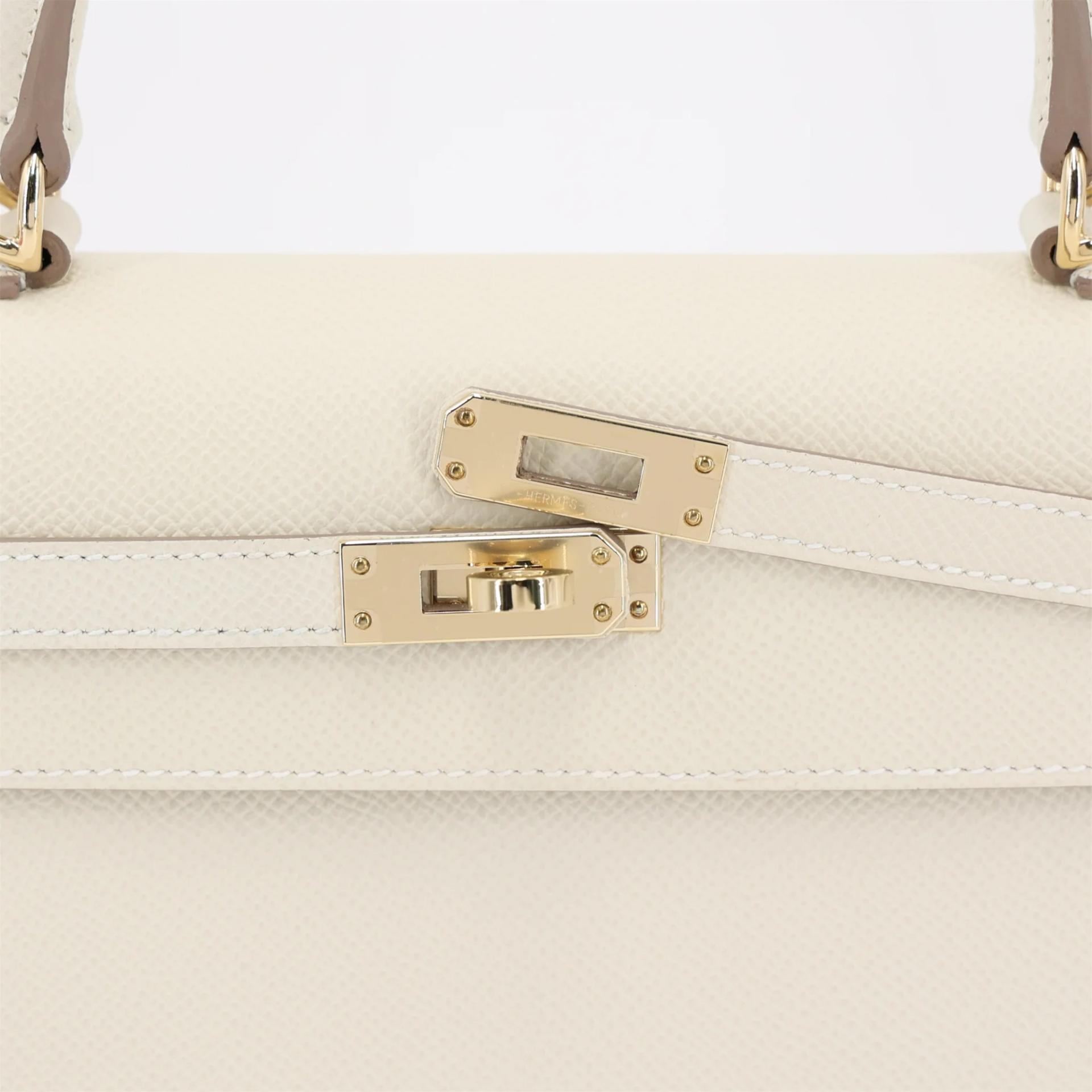 Excellent ( Rank SA ) HERMÈS Kelly 25 Sellier Craie (10) Epsom Permabrass hardware G (2026) - 8