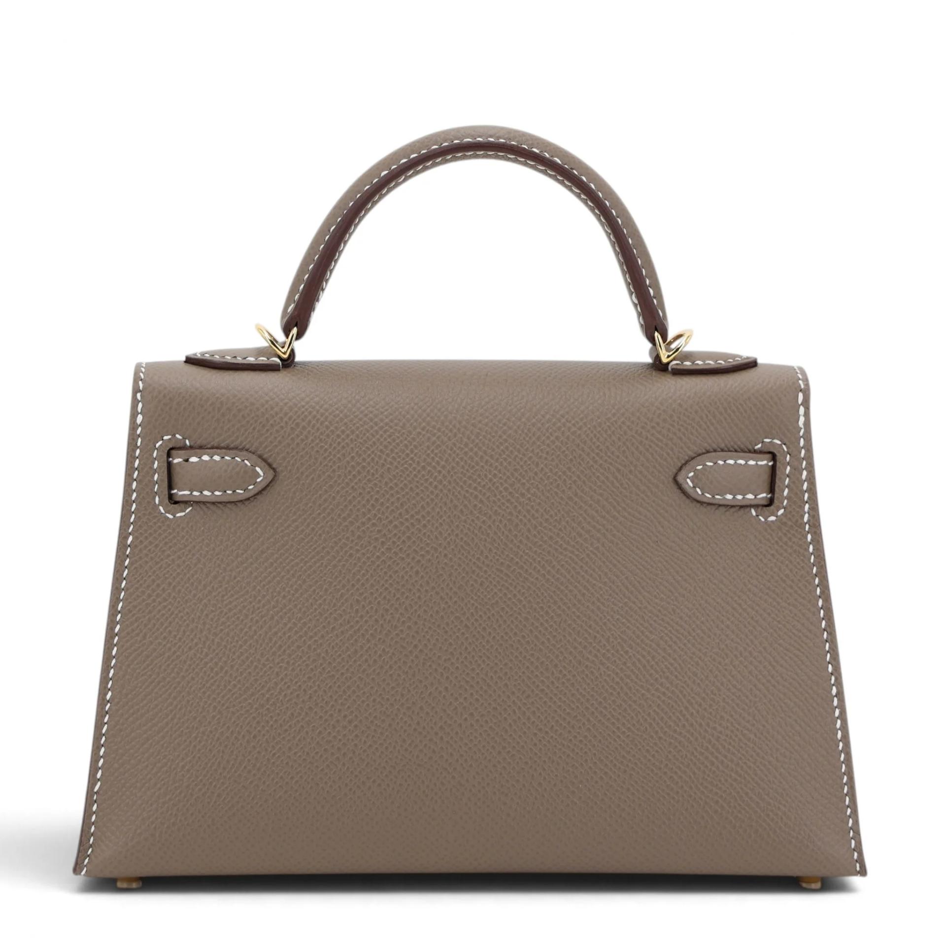 Brand New ( Rank N ) HERMÈS Mini Kelly II Etoupe (18) Epsom Gold hardware G (2026) - 2