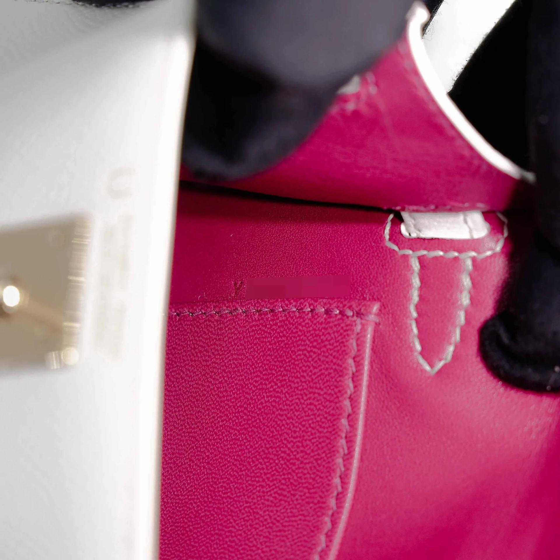 Unused ( Rank NS ) HERMÈS Mini Kelly II HSS White (01) Rose Purple (L3) Epsom Permabrass hardware Y (2020) - 14