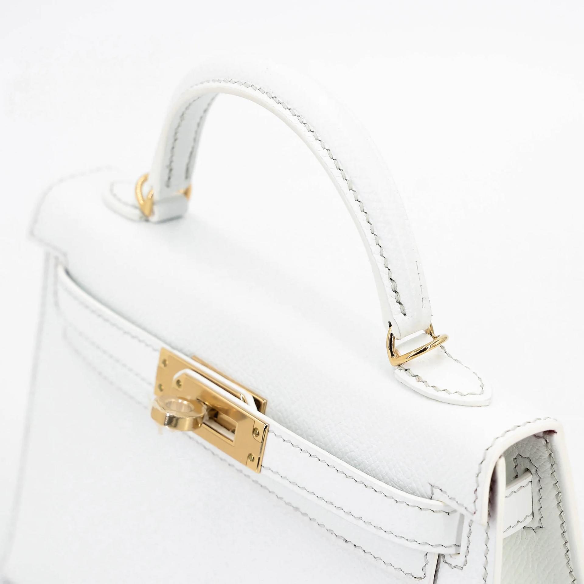 Unused ( Rank NS ) HERMÈS Mini Kelly II HSS White (01) Rose Purple (L3) Epsom Permabrass hardware Y (2020) - 3