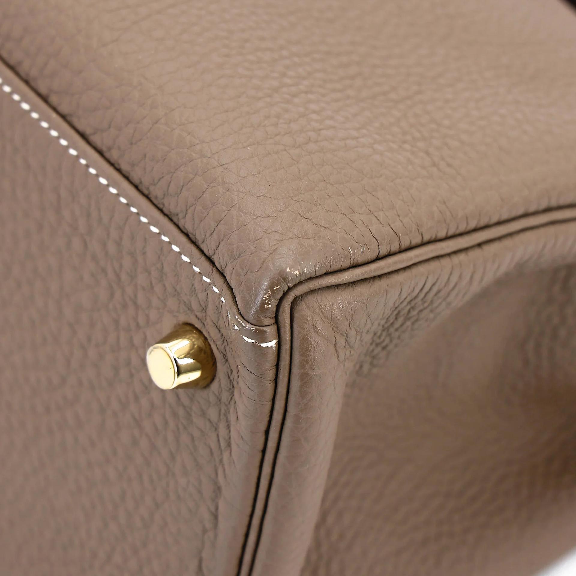 Very Good ( Rank A) HERMÈS Kelly 28 Etoupe (18) Togo Gold hardware T (2015) - 8