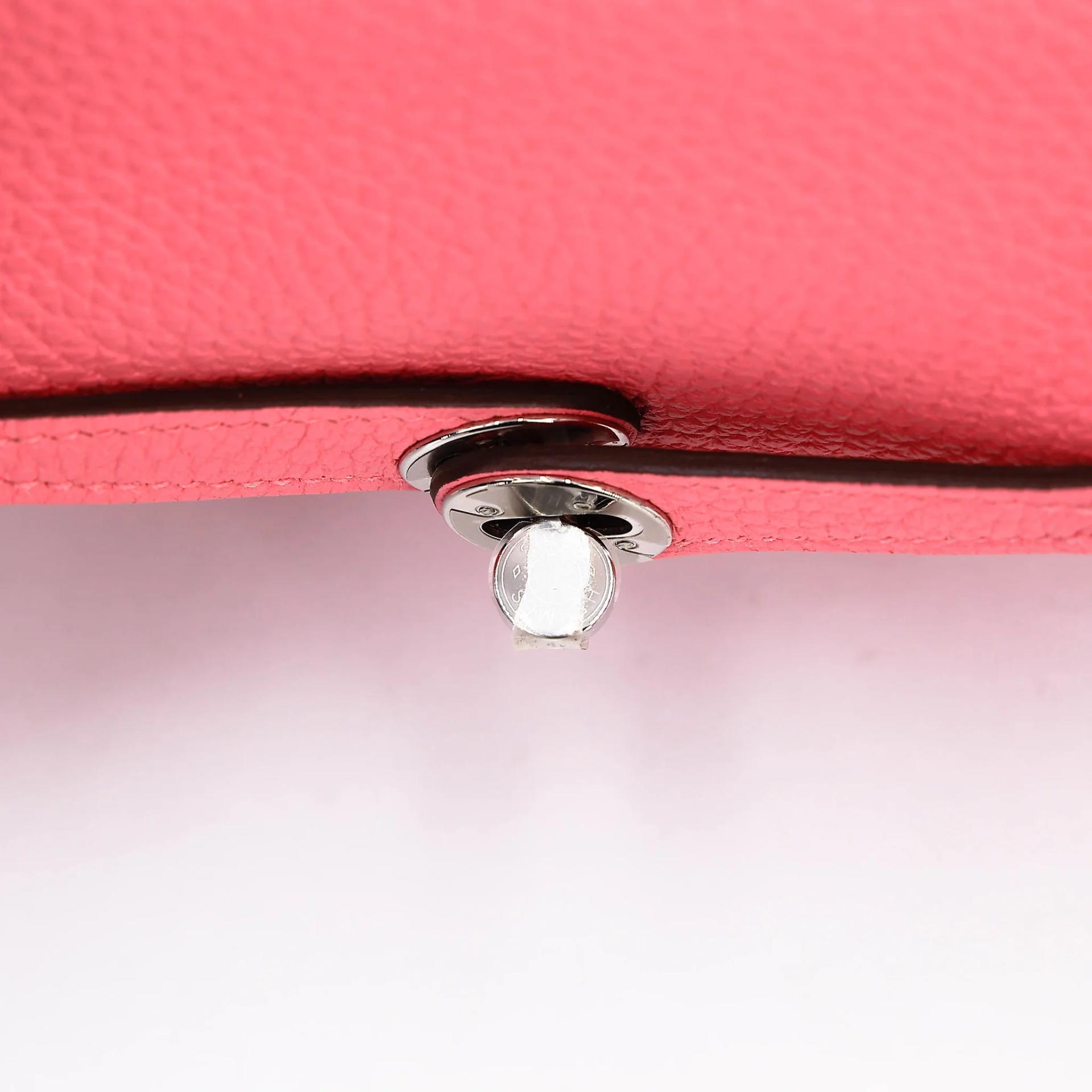 Excellent ( Rank SA ) HERMÈS Mini Lindy Rose Azalee (8W) Clemence Palladium hardware Y (2020) - 11