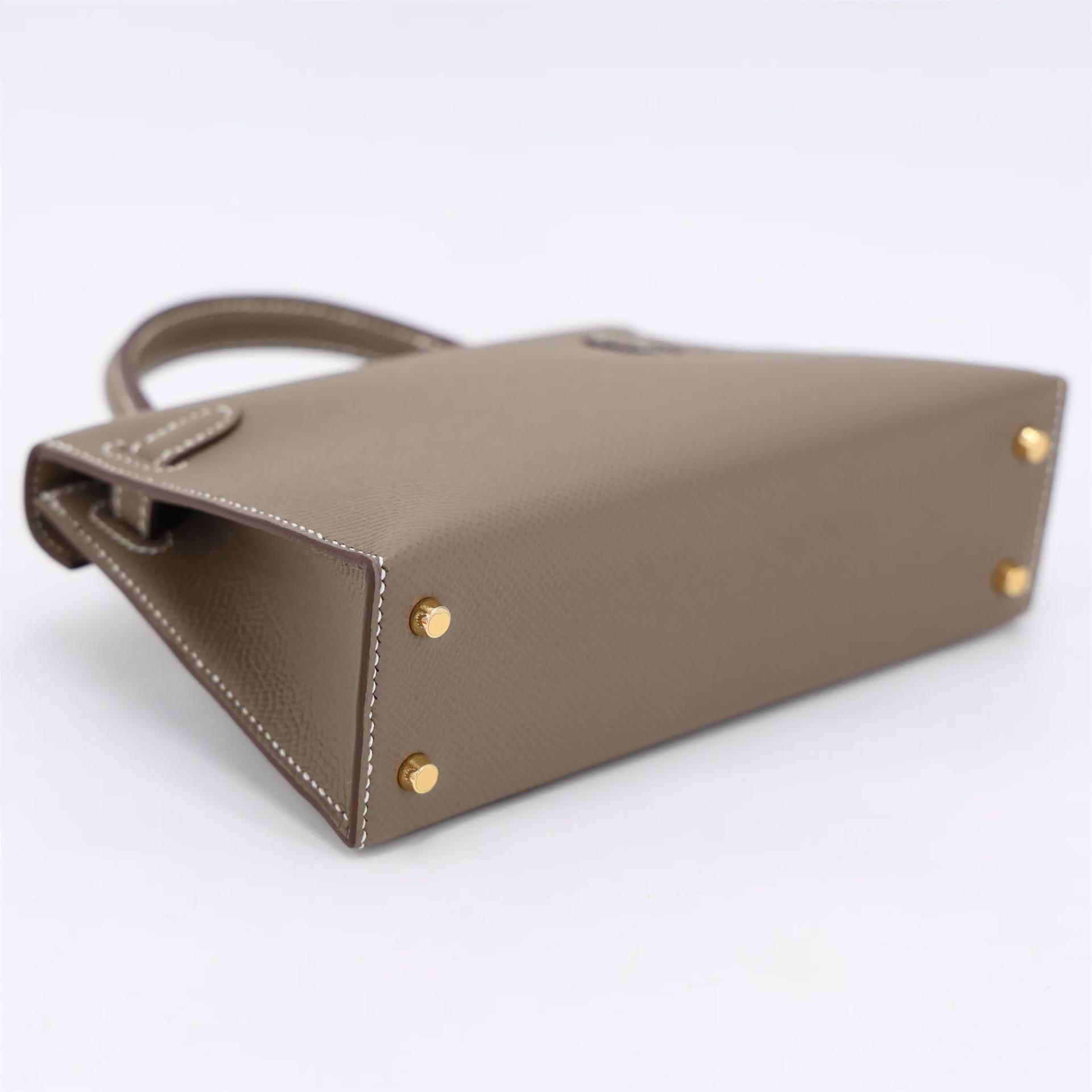 Brand New ( Rank N ) HERMÈS Mini Kelly II Etoupe (18) Epsom Gold hardware G (2026) - 6