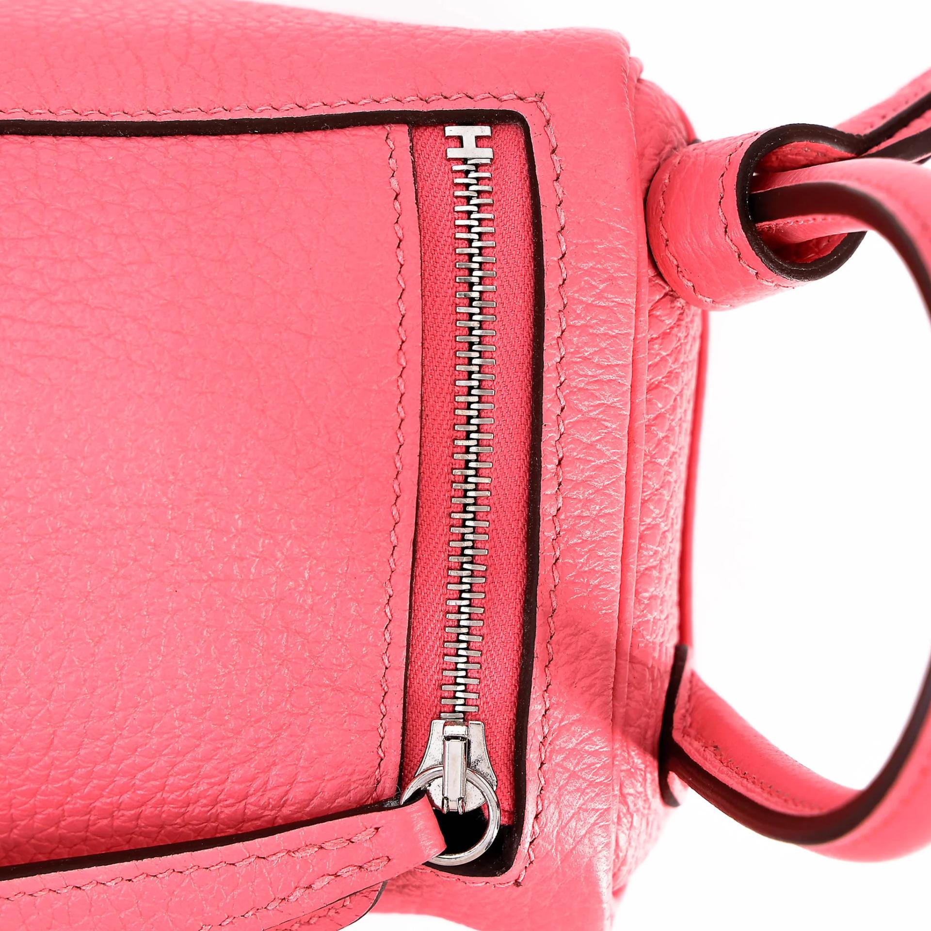 Excellent ( Rank SA ) HERMÈS Mini Lindy Rose Azalee (8W) Clemence Palladium hardware Y (2020) - 8