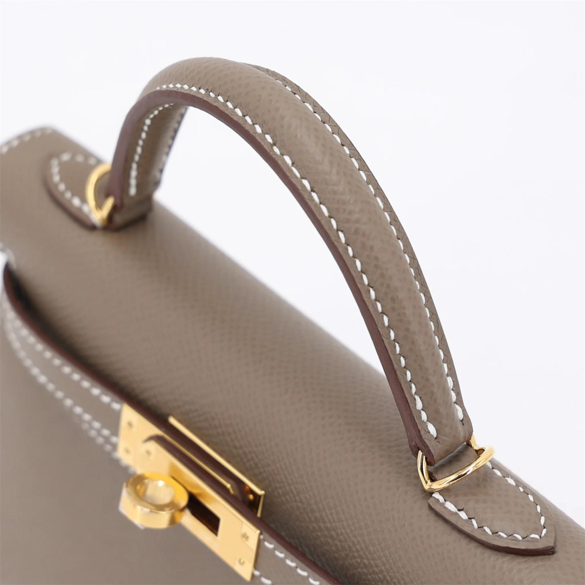 Brand New ( Rank N ) HERMÈS Mini Kelly II Etoupe (18) Epsom Gold hardware G (2026) - 3