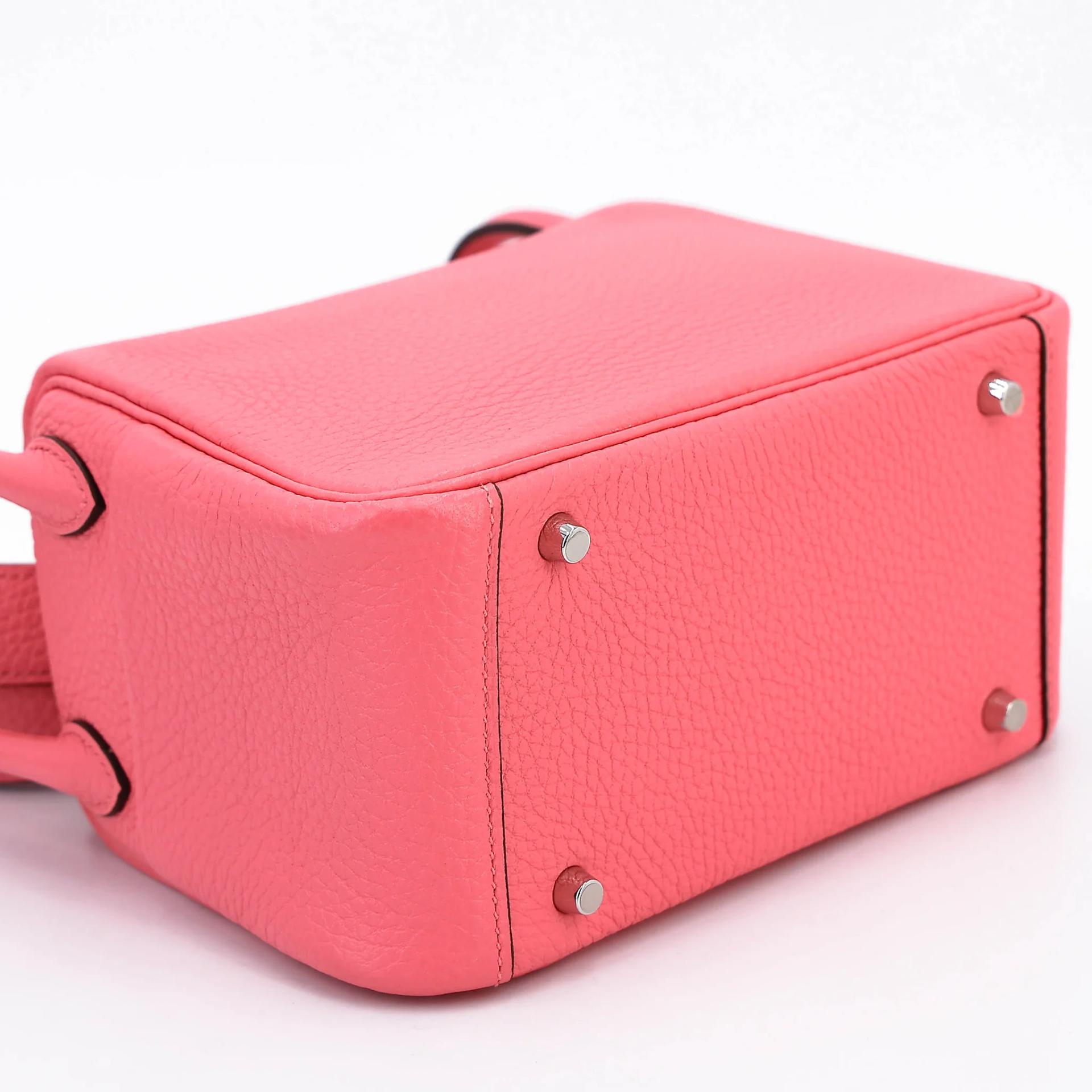 Excellent ( Rank SA ) HERMÈS Mini Lindy Rose Azalee (8W) Clemence Palladium hardware Y (2020) - 7