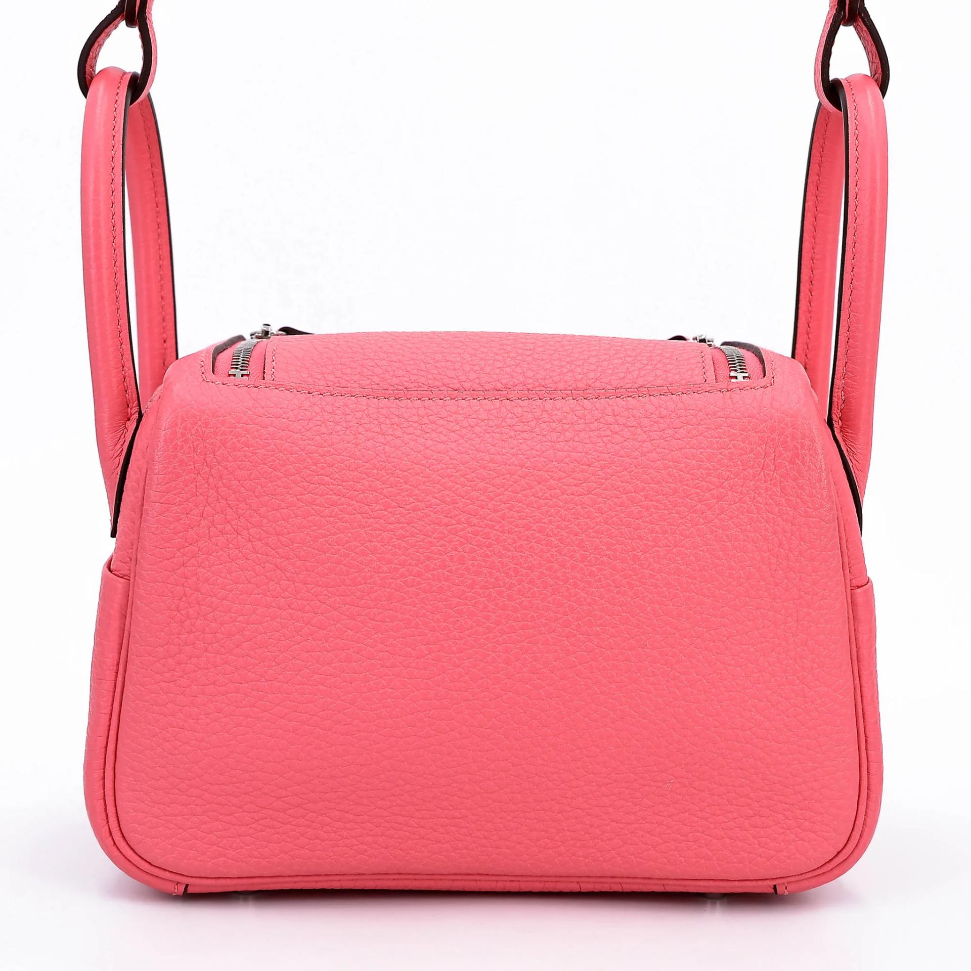 Excellent ( Rank SA ) HERMÈS Mini Lindy Rose Azalee (8W) Clemence Palladium hardware Y (2020) - 2