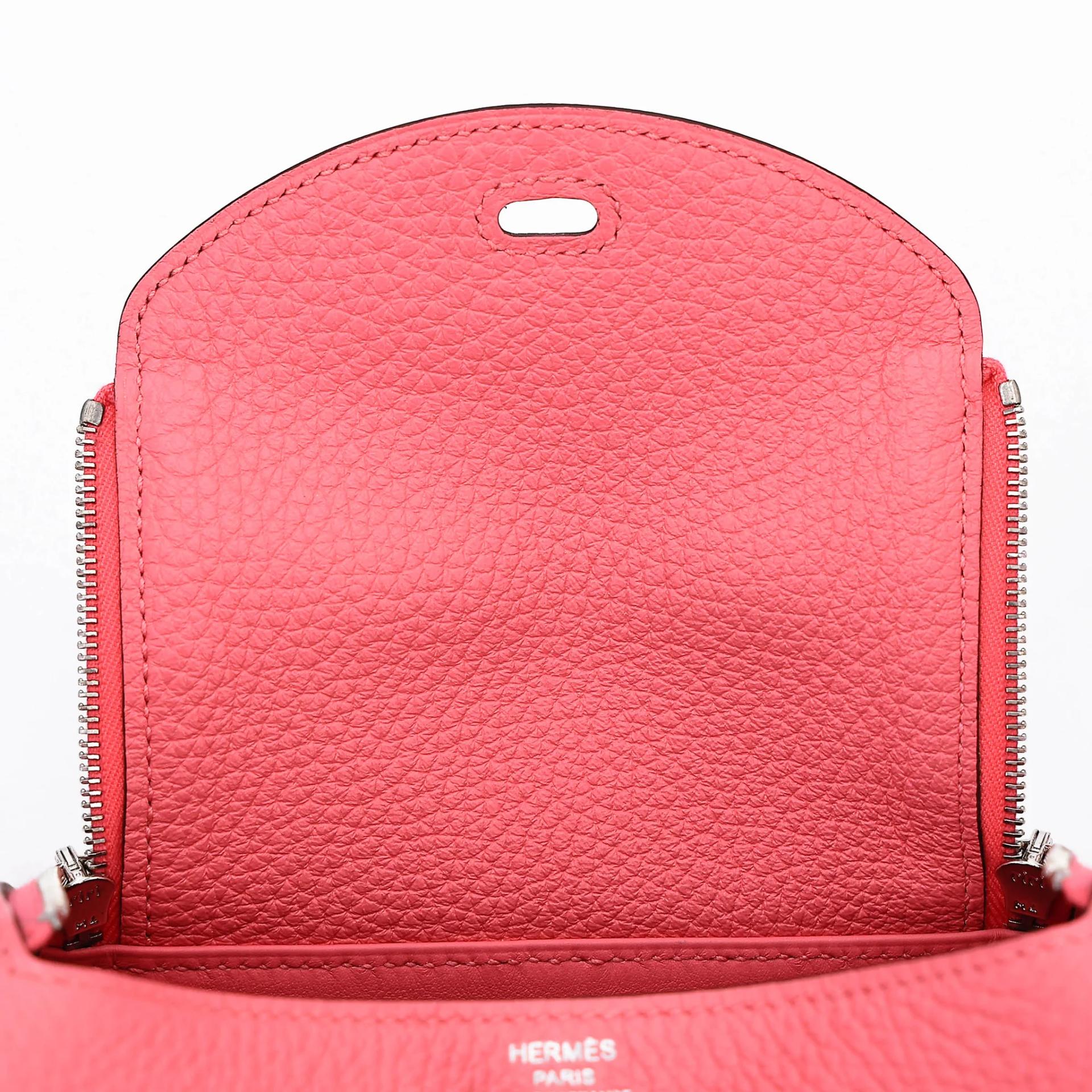 Excellent ( Rank SA ) HERMÈS Mini Lindy Rose Azalee (8W) Clemence Palladium hardware Y (2020) - 13