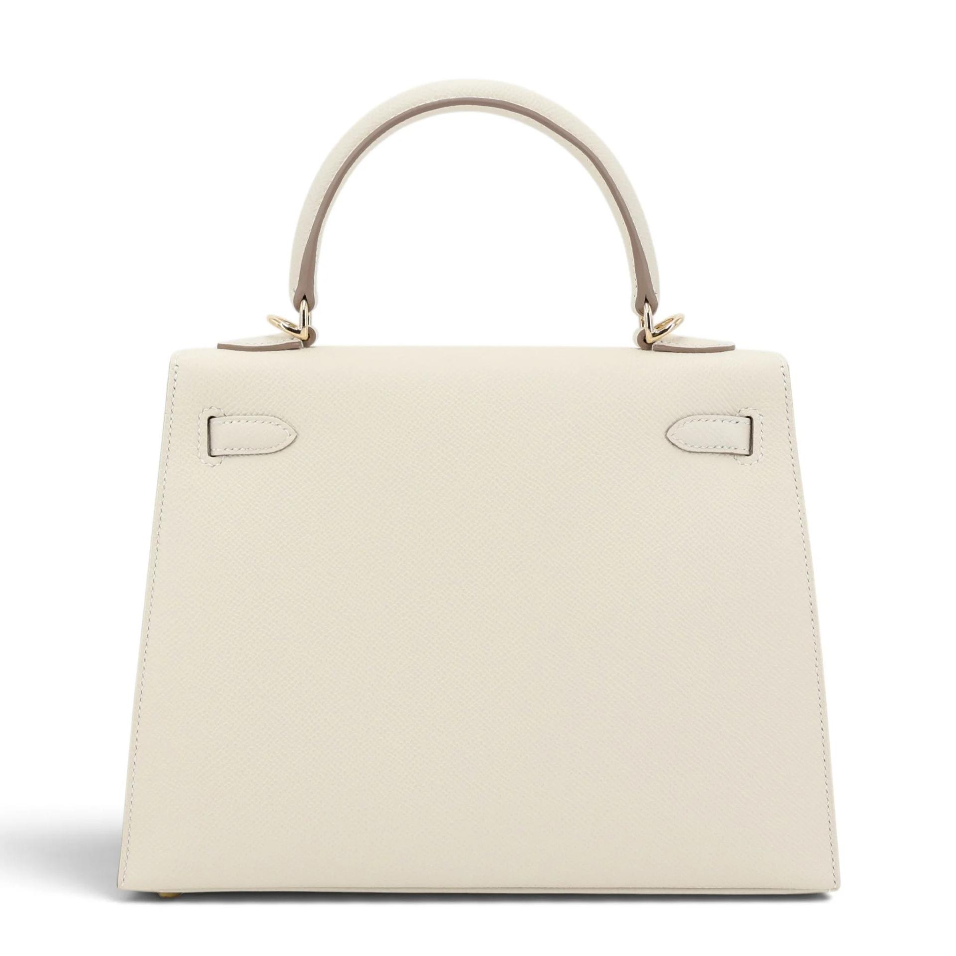 Excellent ( Rank SA ) HERMÈS Kelly 25 Sellier Craie (10) Epsom Permabrass hardware G (2026) - 2
