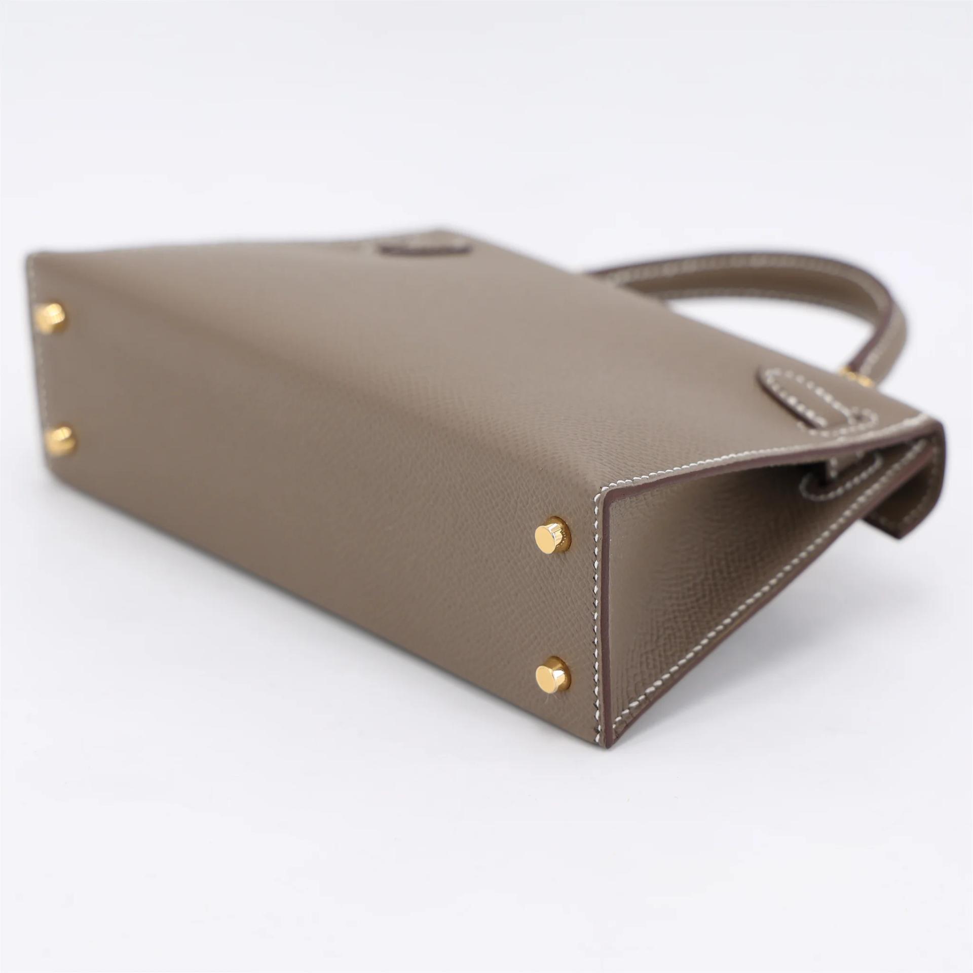 Brand New ( Rank N ) HERMÈS Mini Kelly II Etoupe (18) Epsom Gold hardware G (2026) - 7