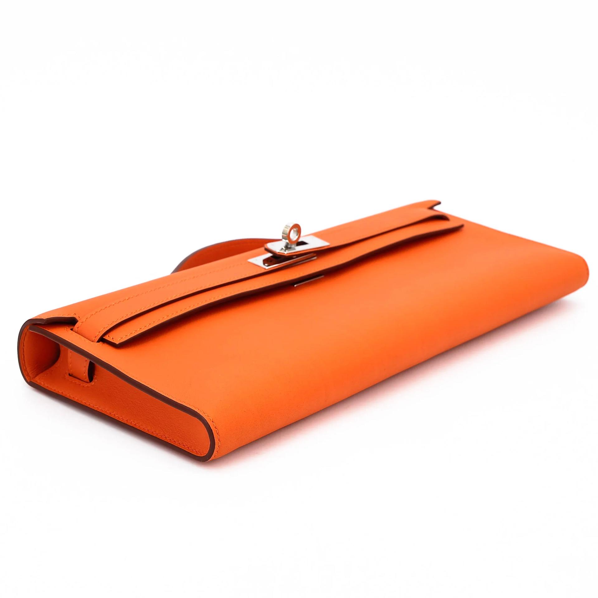 Excellent ( Rank SA ) HERMÈS Kelly Cut Orange (93) Swift Palladium hardware X (2016) - 5