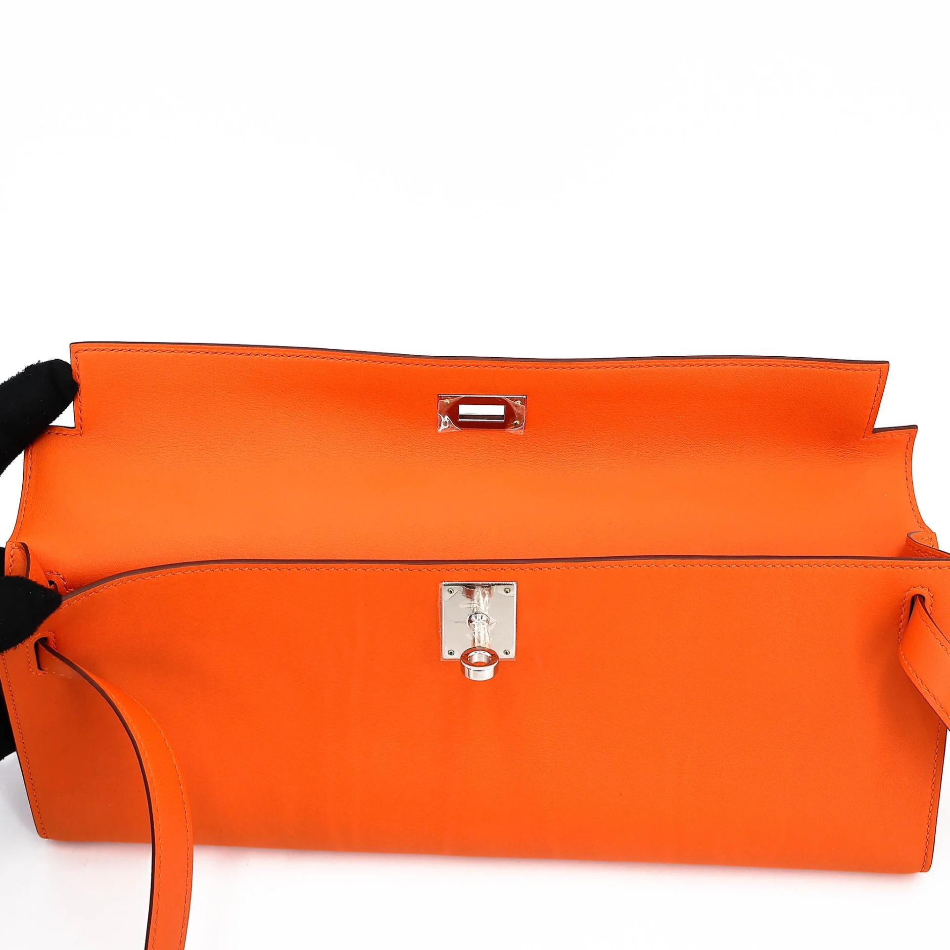 Excellent ( Rank SA ) HERMÈS Kelly Cut Orange (93) Swift Palladium hardware X (2016) - 13