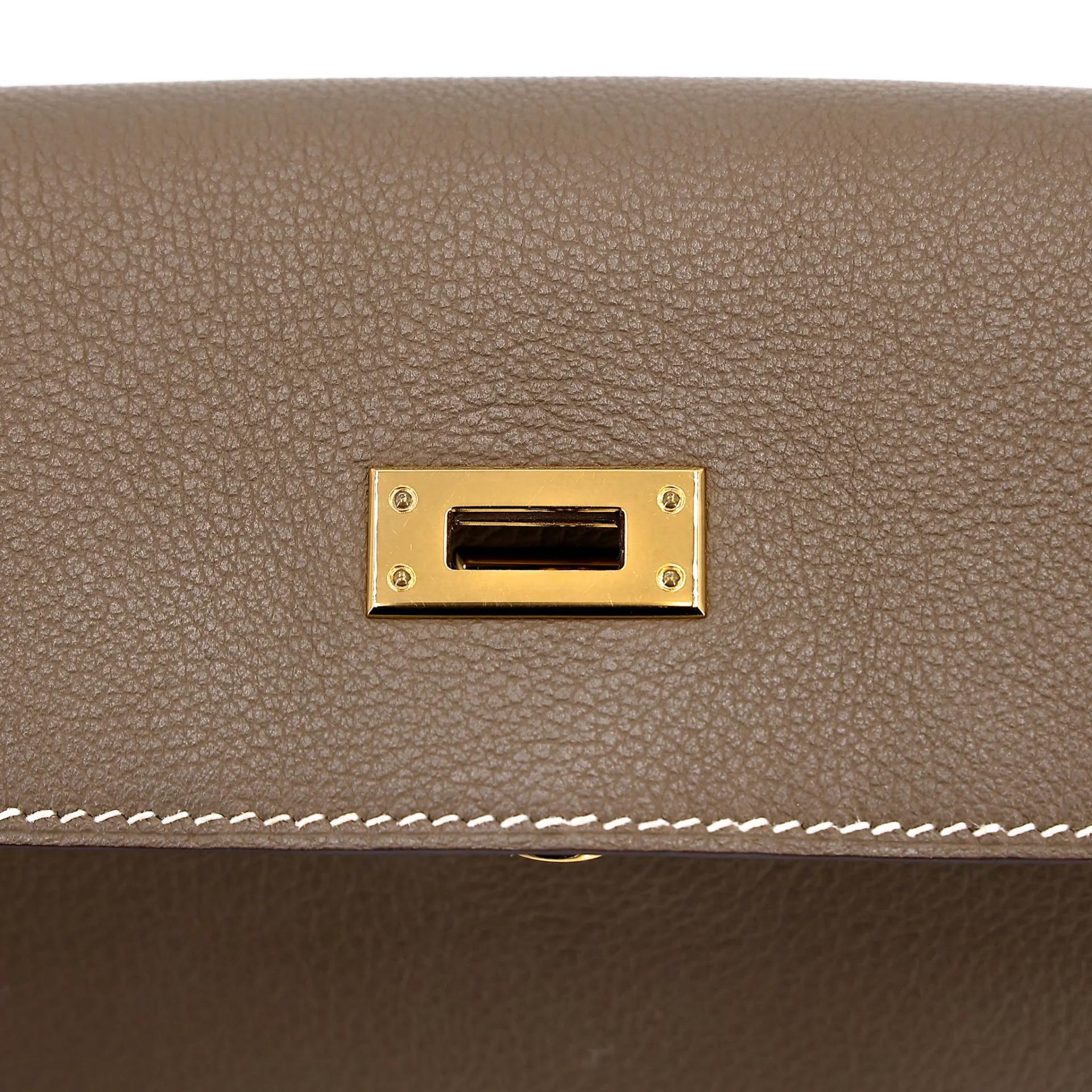 Very Good ( Rank A) HERMÈS Kelly Danse Etoupe (18) Evercolor Gold hardware W (2024) - 11