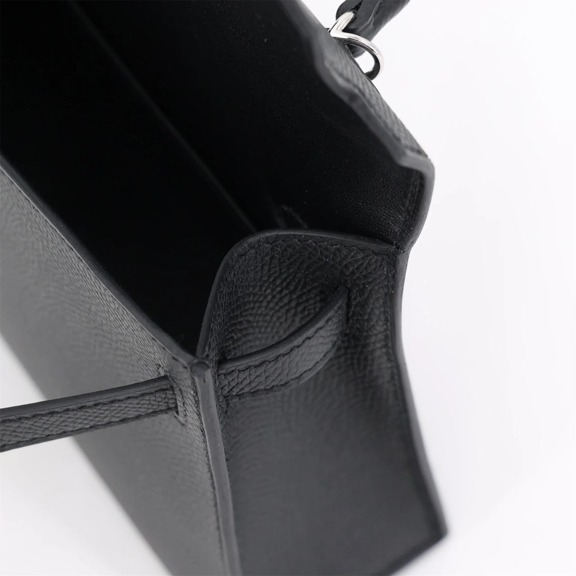 Brand New ( Rank N ) HERMÈS Mini Kelly II Noir (89) Epsom Palladium hardware G (2026) - 13