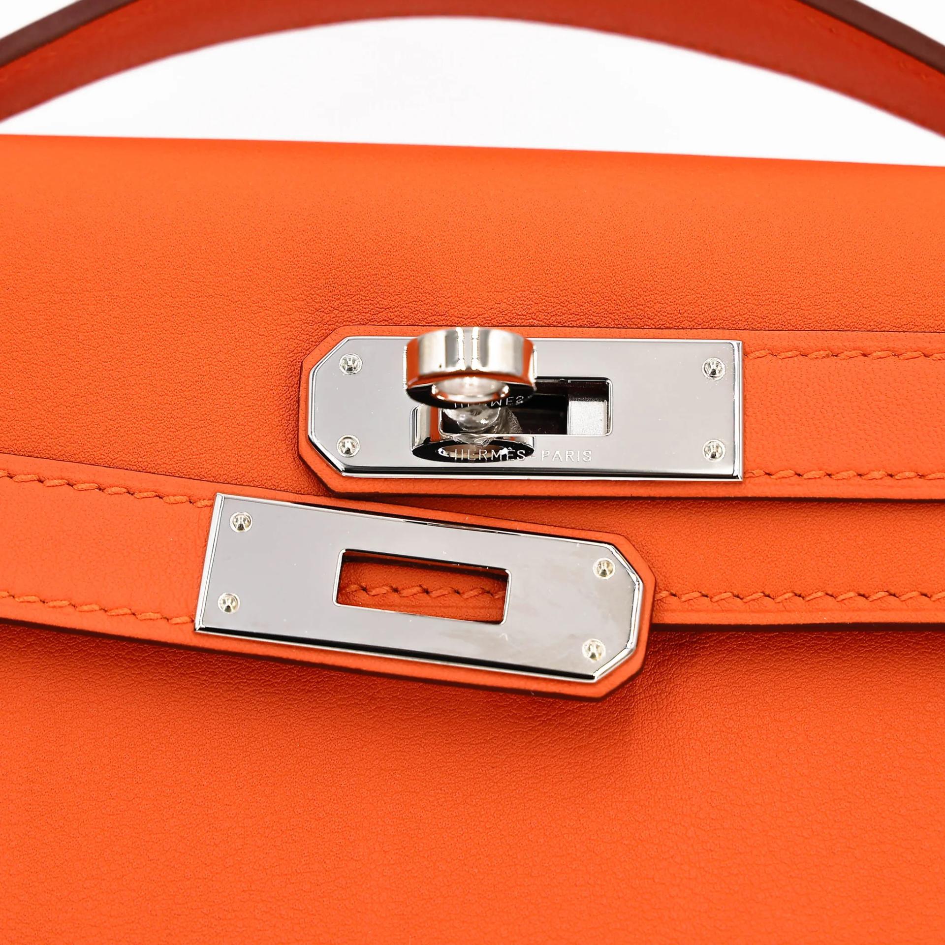 Excellent ( Rank SA ) HERMÈS Kelly Cut Orange (93) Swift Palladium hardware X (2016) - 8