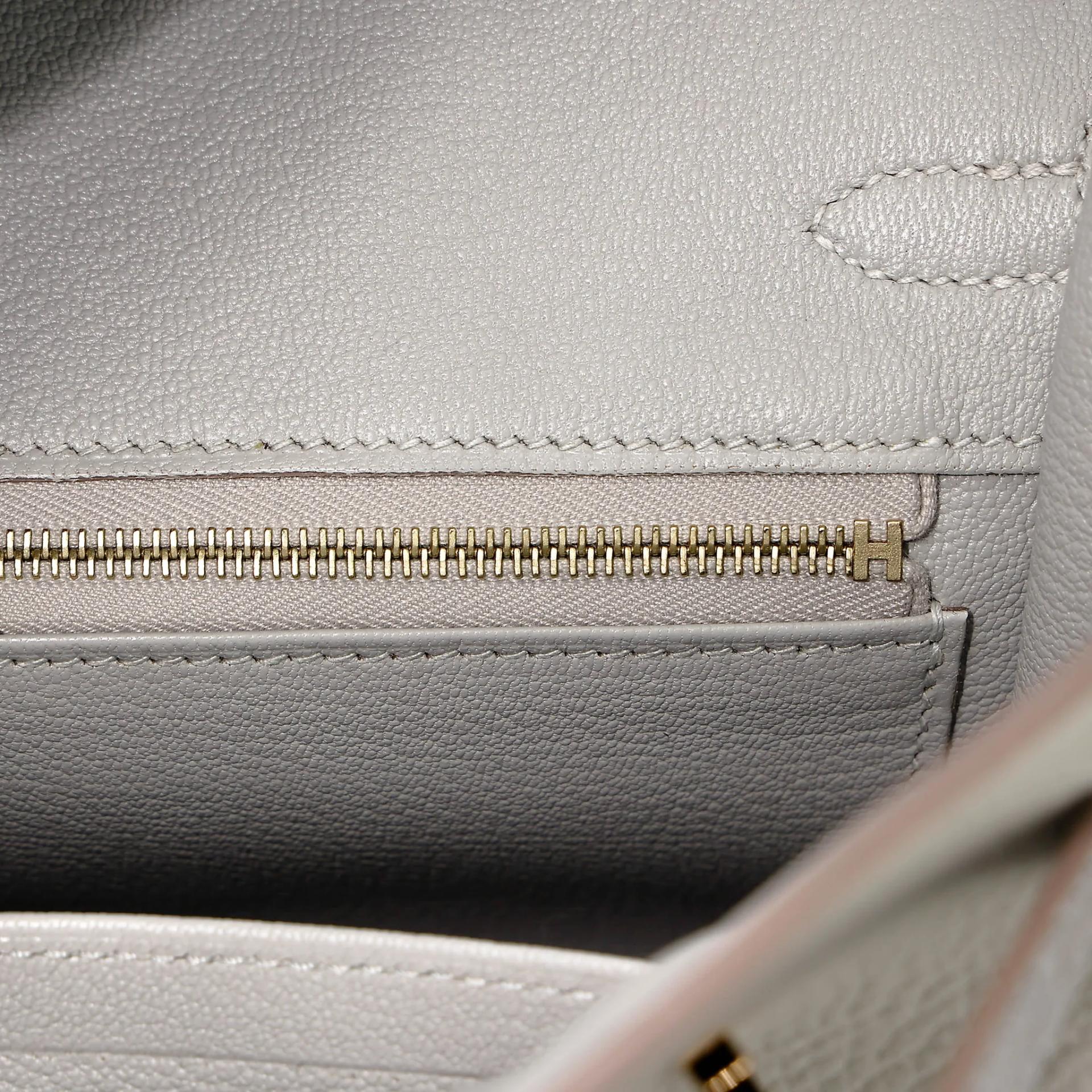 Unused ( Rank NS ) HERMÈS Birkin 25 Touch Gris Perle (80) Togo Matte Alligator Gold hardware U (2022) - 11