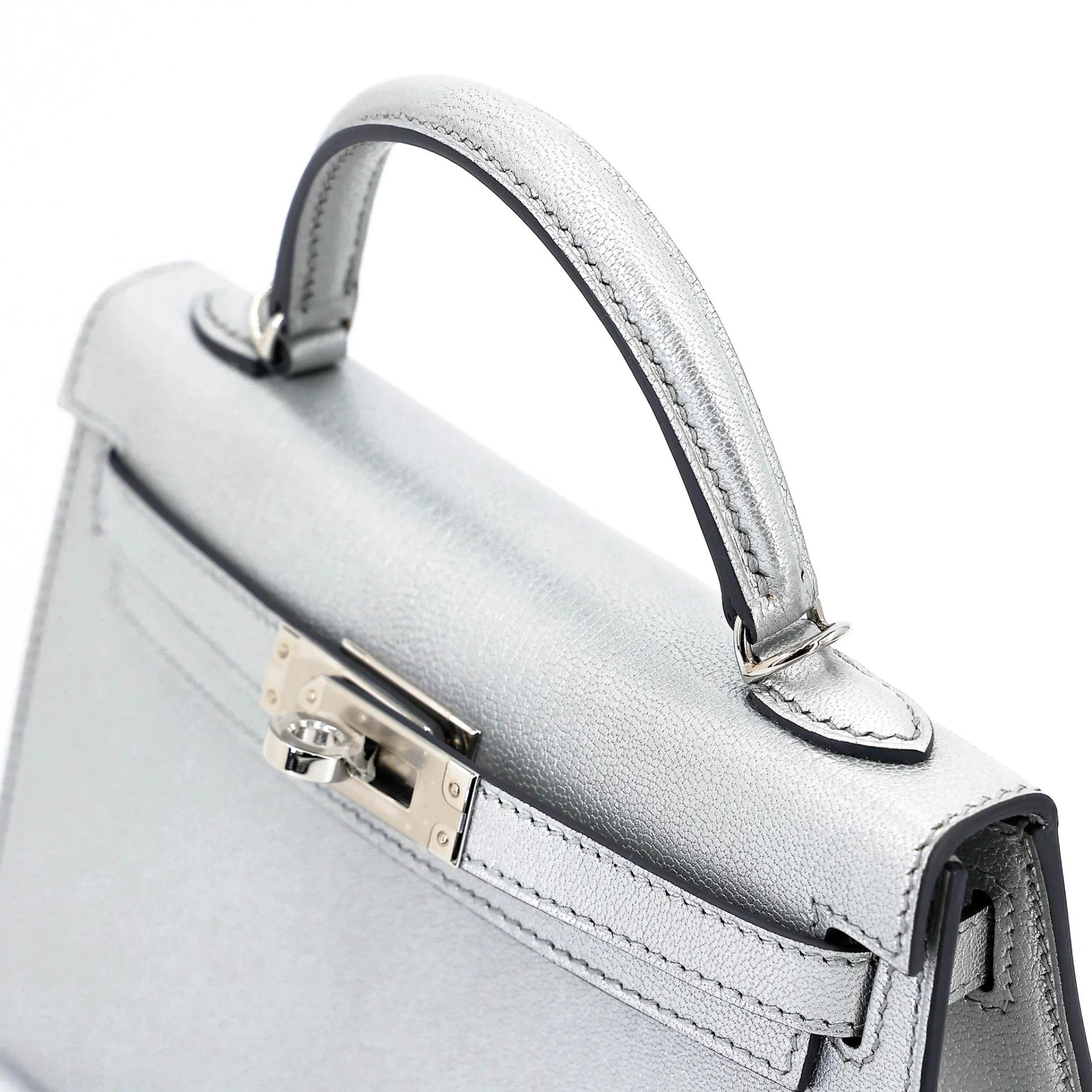 Excellent ( Rank SA ) HERMÈS Mini Kelly II Argent (05) Chamkilight Palladium hardware K (2025) - 3
