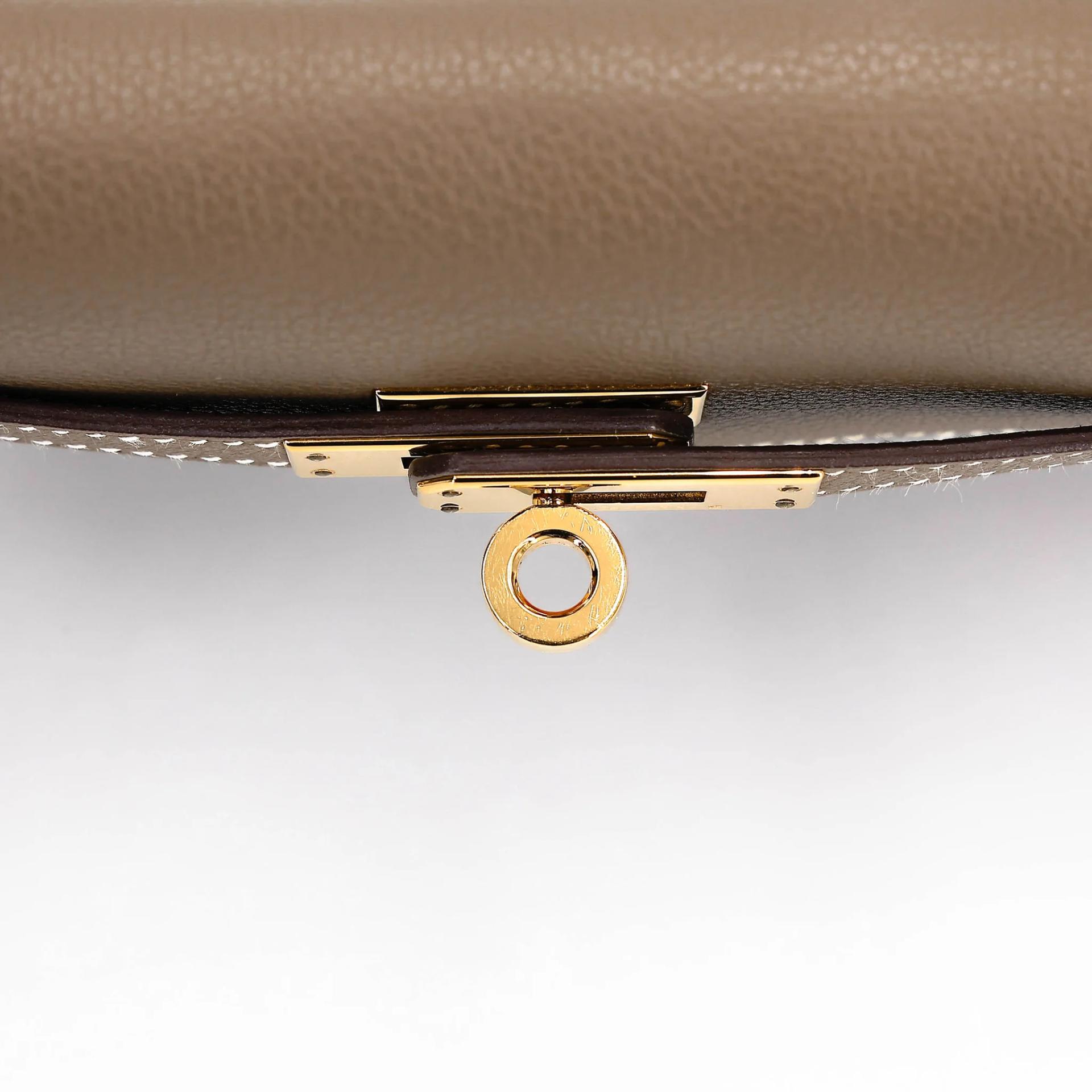 Very Good ( Rank A) HERMÈS Kelly Danse Etoupe (18) Evercolor Gold hardware W (2024) - 8