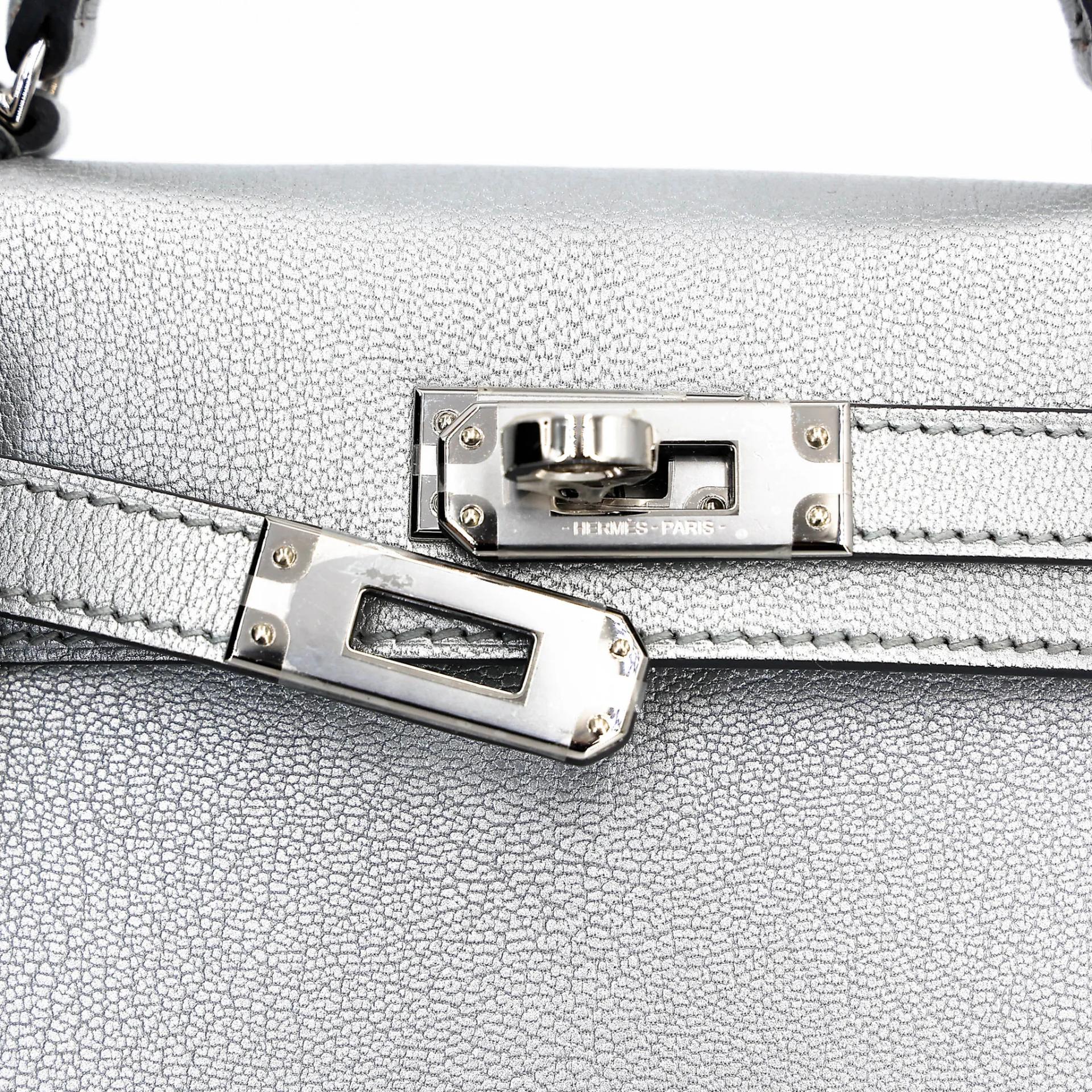 Excellent ( Rank SA ) HERMÈS Mini Kelly II Argent (05) Chamkilight Palladium hardware K (2025) - 8