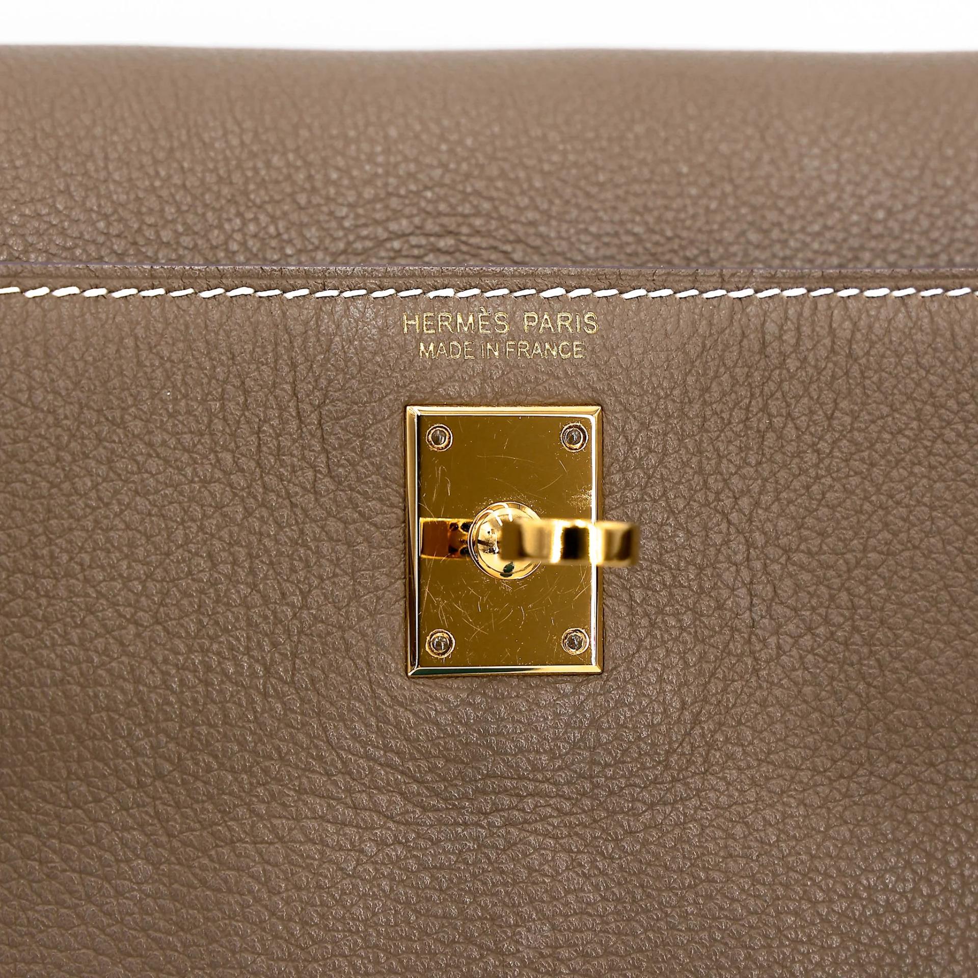 Very Good ( Rank A) HERMÈS Kelly Danse Etoupe (18) Evercolor Gold hardware W (2024) - 13