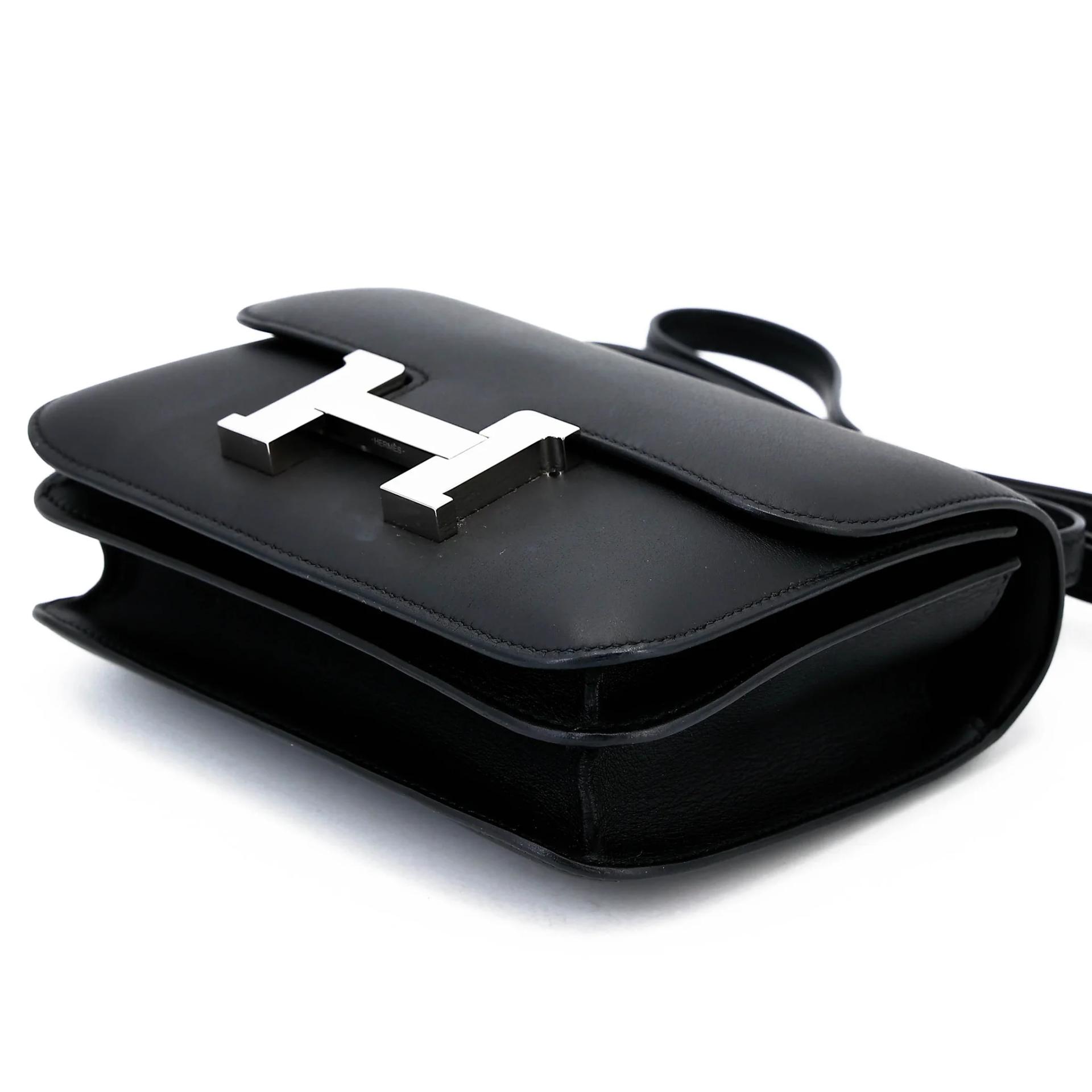 Excellent ( Rank SA ) HERMÈS Constance Mini Noir (89) Swift Palladium hardware Z (2021) - 4