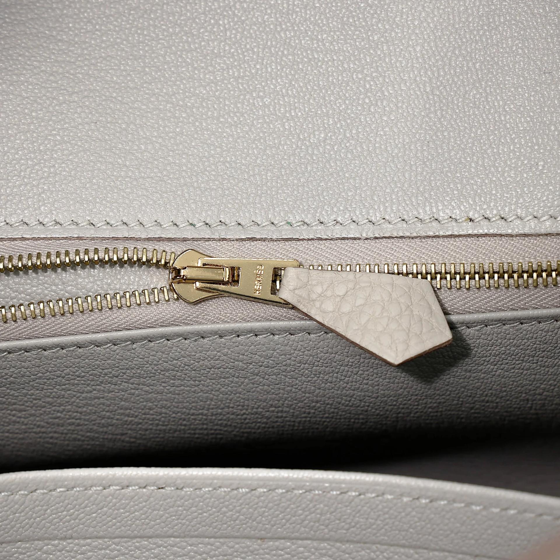 Unused ( Rank NS ) HERMÈS Birkin 25 Touch Gris Perle (80) Togo Matte Alligator Gold hardware U (2022) - 10
