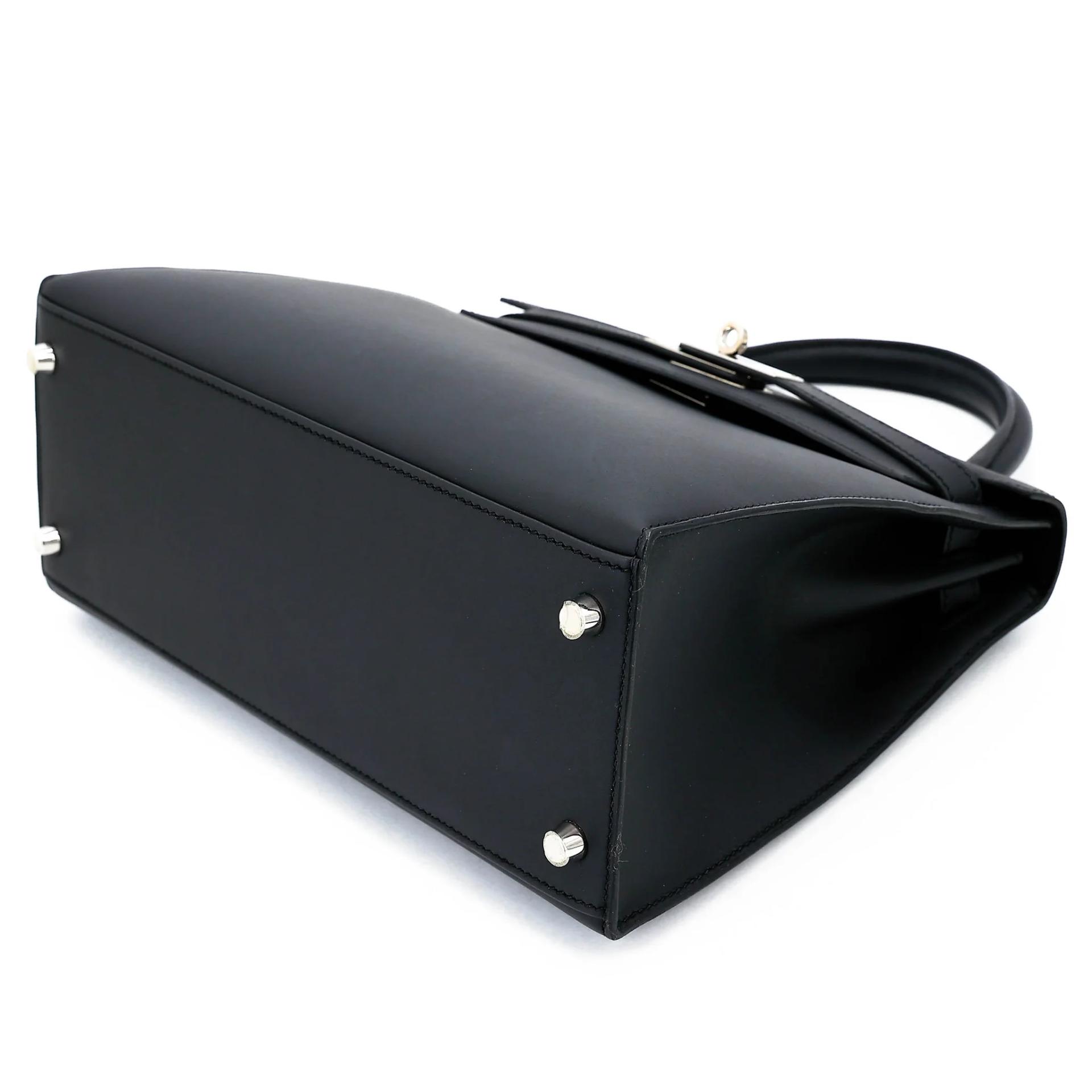 Very Good ( Rank A) HERMÈS Kelly 28 Sellier Noir (89) Sombrero Palladium hardware T (2015) - 5