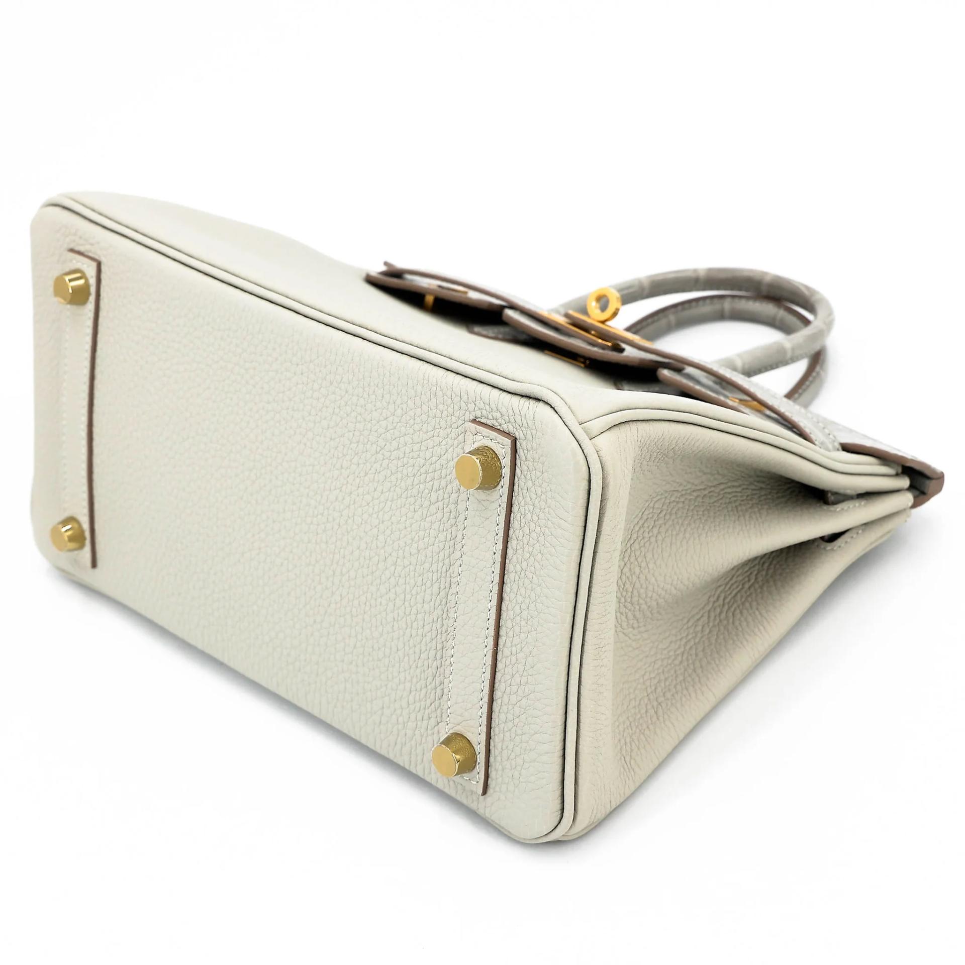 Unused ( Rank NS ) HERMÈS Birkin 25 Touch Gris Perle (80) Togo Matte Alligator Gold hardware U (2022) - 4