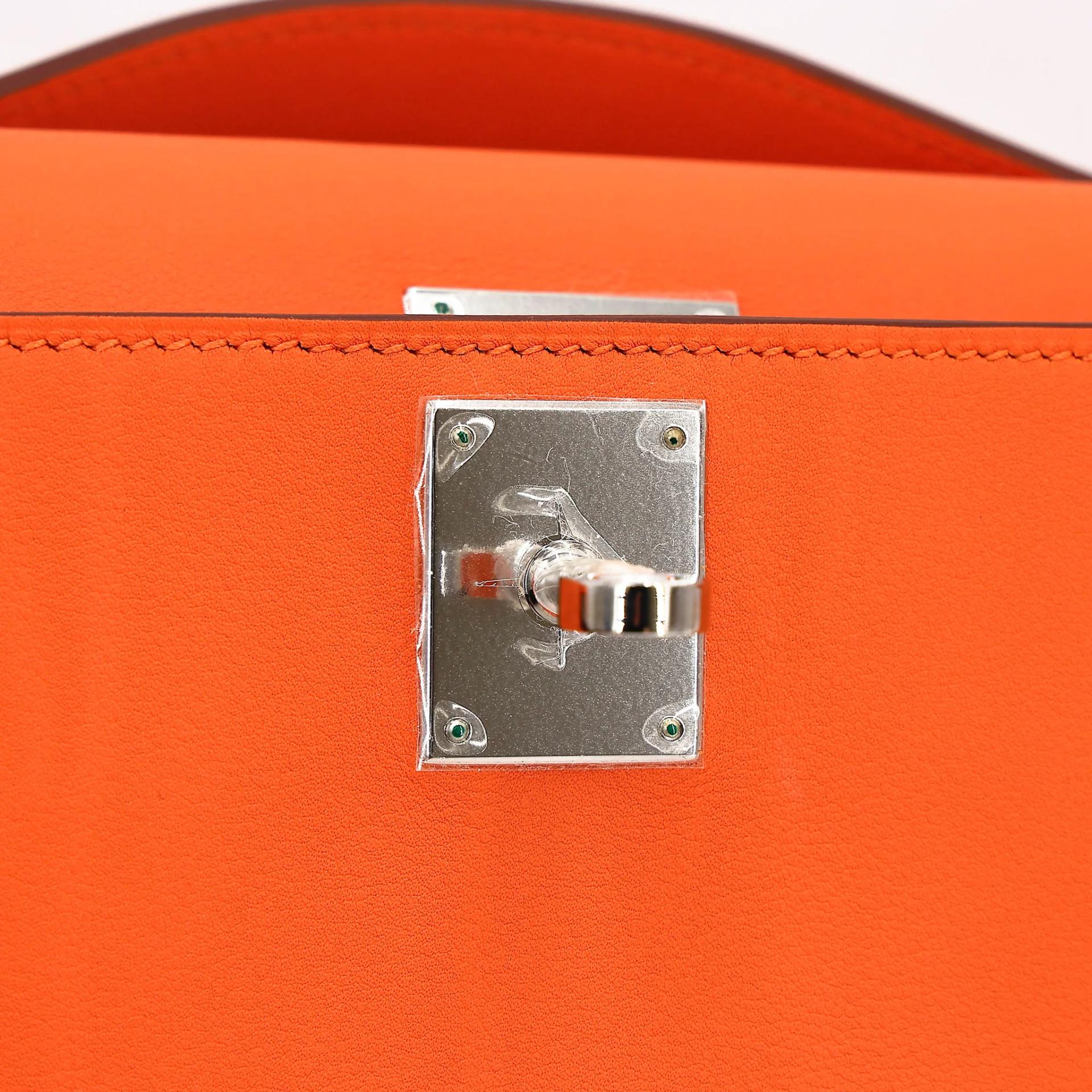 Excellent ( Rank SA ) HERMÈS Kelly Cut Orange (93) Swift Palladium hardware X (2016) - 14