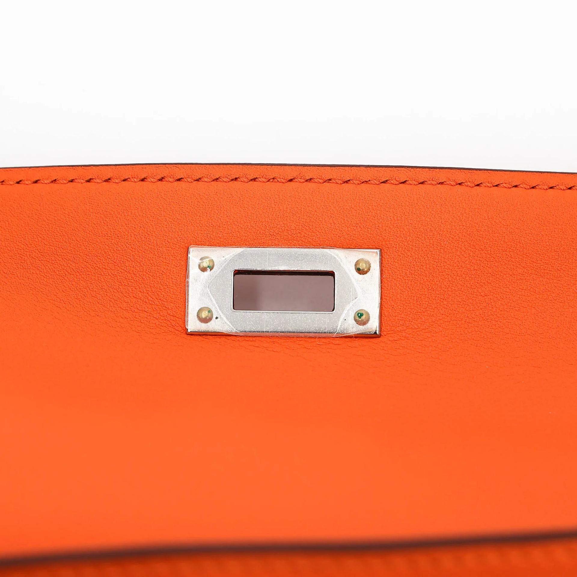 Excellent ( Rank SA ) HERMÈS Kelly Cut Orange (93) Swift Palladium hardware X (2016) - 12
