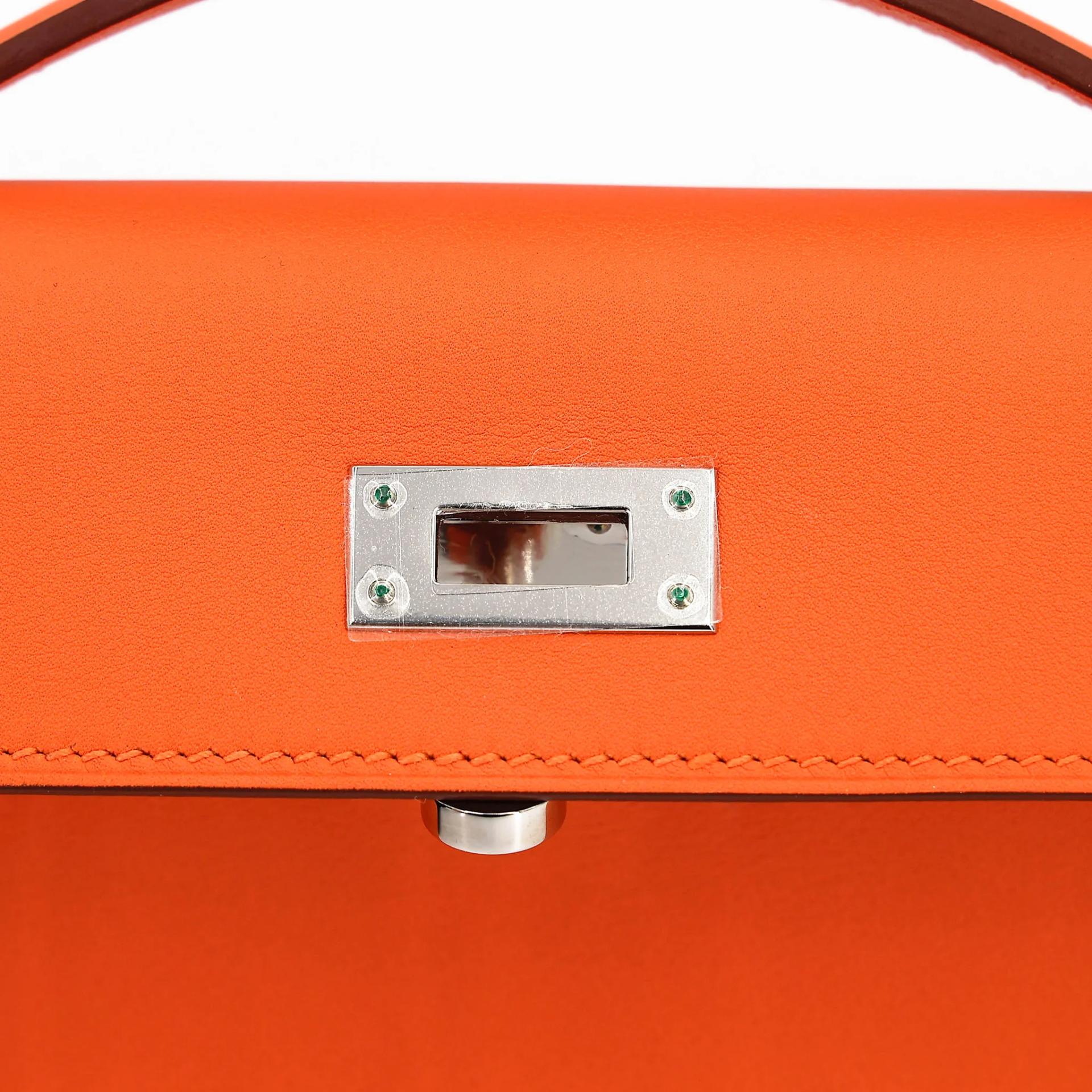 Excellent ( Rank SA ) HERMÈS Kelly Cut Orange (93) Swift Palladium hardware X (2016) - 11