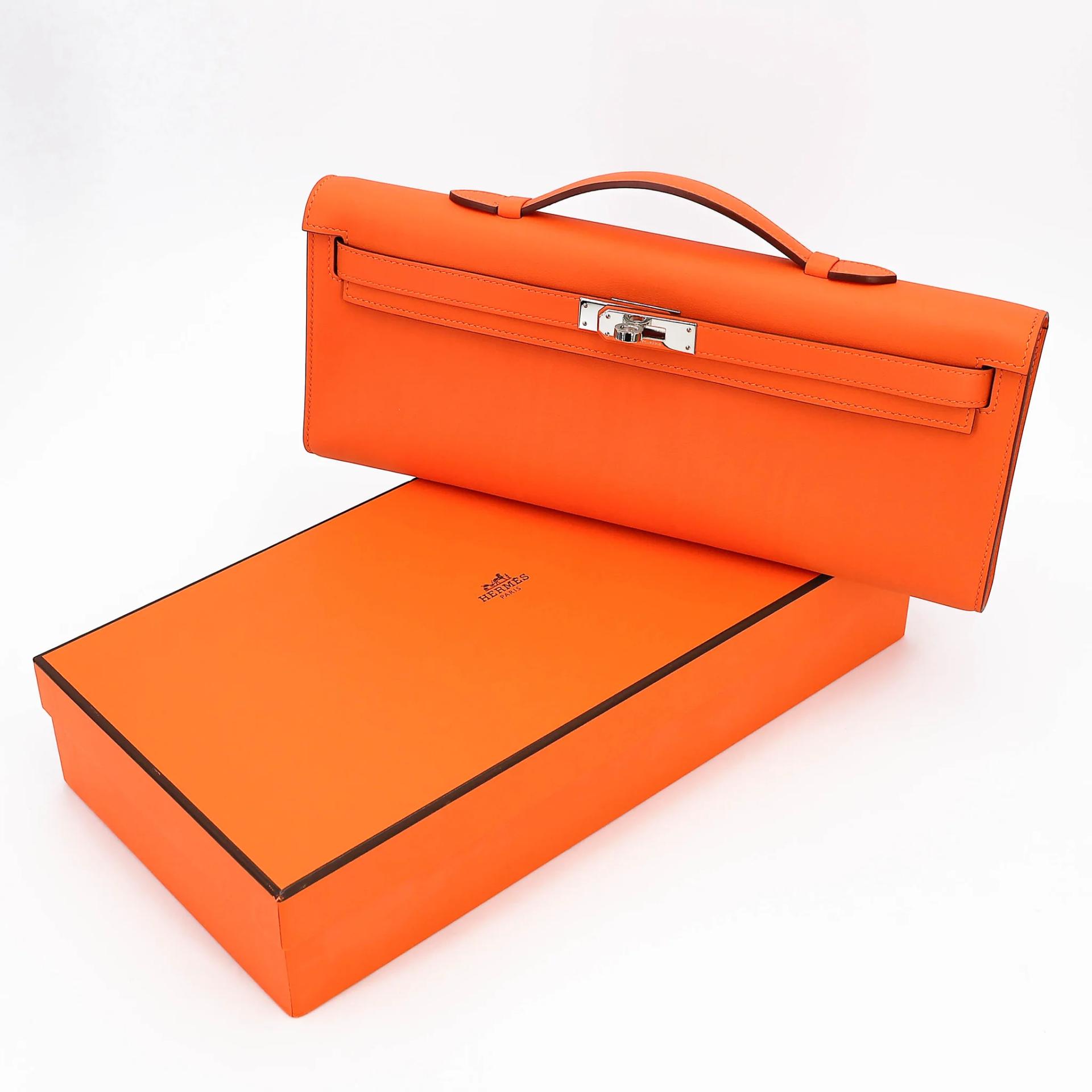 Excellent ( Rank SA ) HERMÈS Kelly Cut Orange (93) Swift Palladium hardware X (2016) - 3