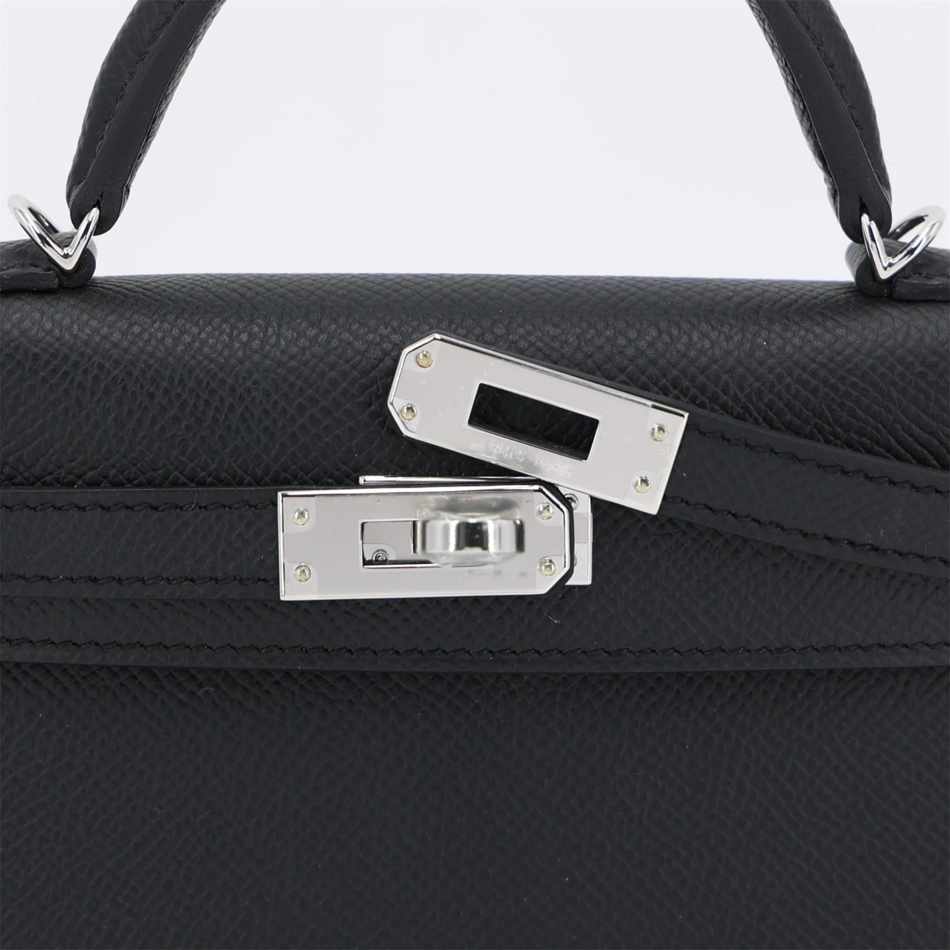 Brand New ( Rank N ) HERMÈS Mini Kelly II Noir (89) Epsom Palladium hardware G (2026) - 8
