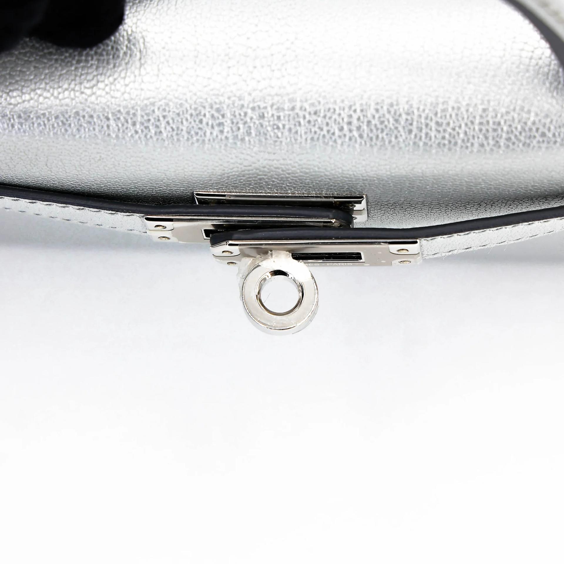 Excellent ( Rank SA ) HERMÈS Mini Kelly II Argent (05) Chamkilight Palladium hardware K (2025) - 10