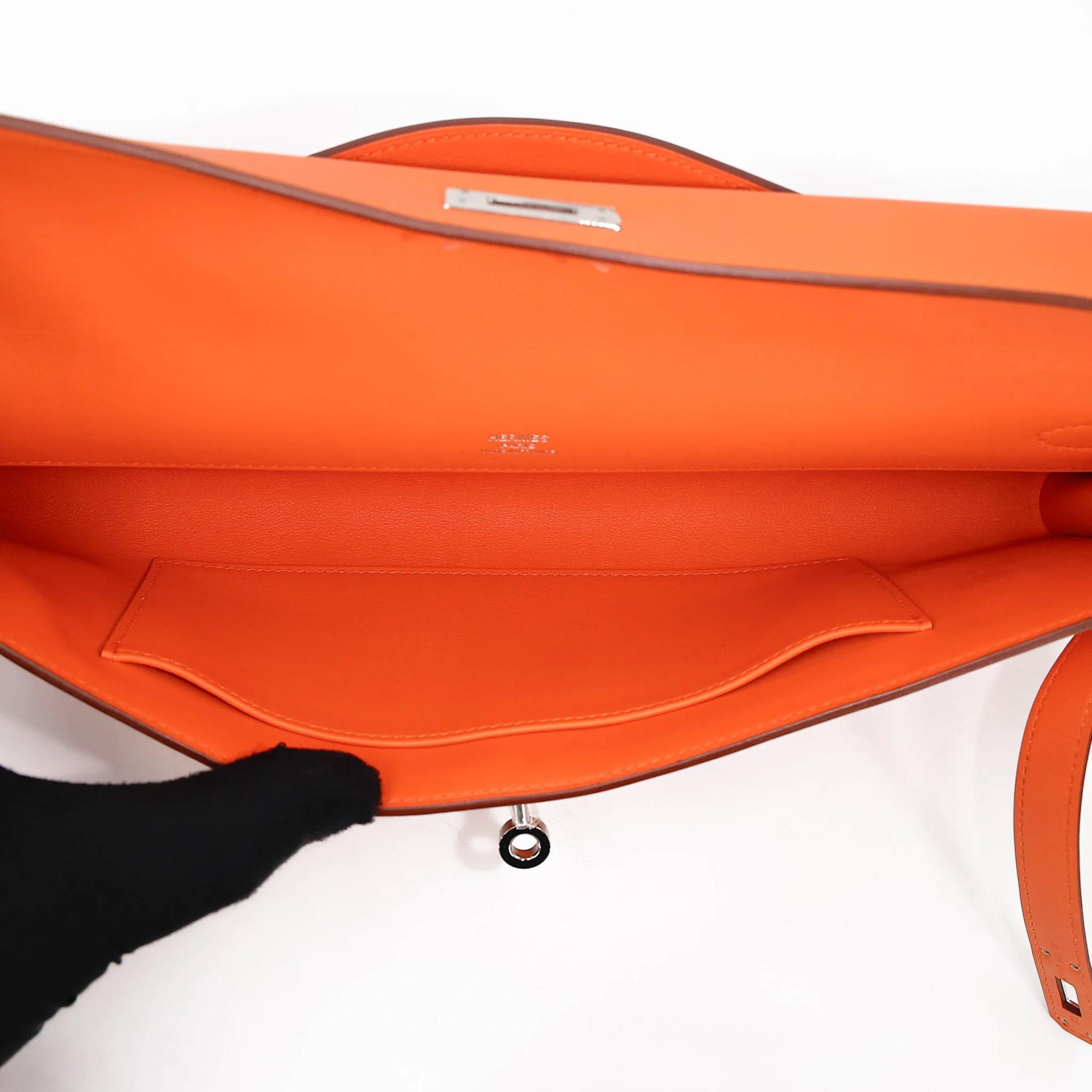Excellent ( Rank SA ) HERMÈS Kelly Cut Orange (93) Swift Palladium hardware X (2016) - 18