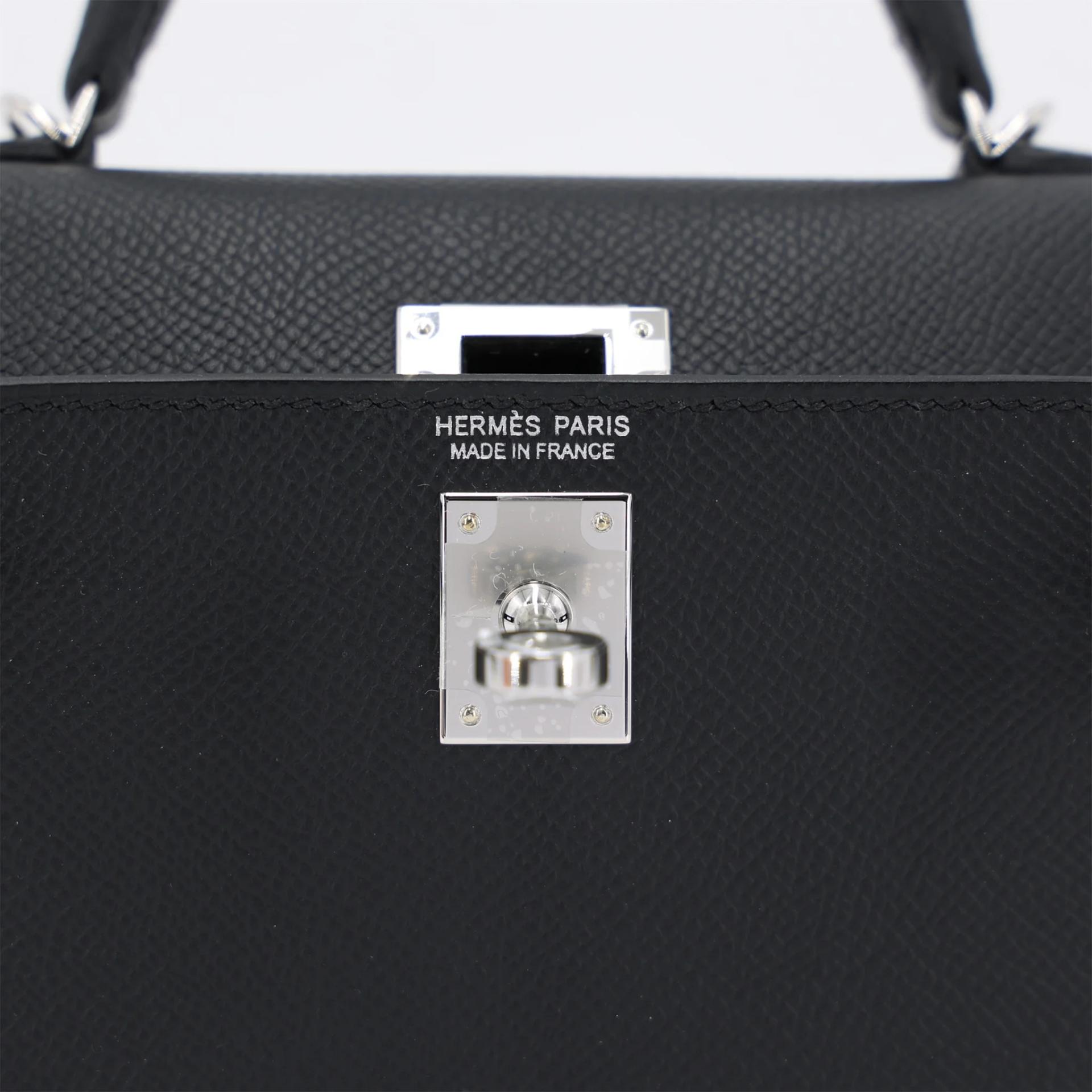 Brand New ( Rank N ) HERMÈS Mini Kelly II Noir (89) Epsom Palladium hardware G (2026) - 10