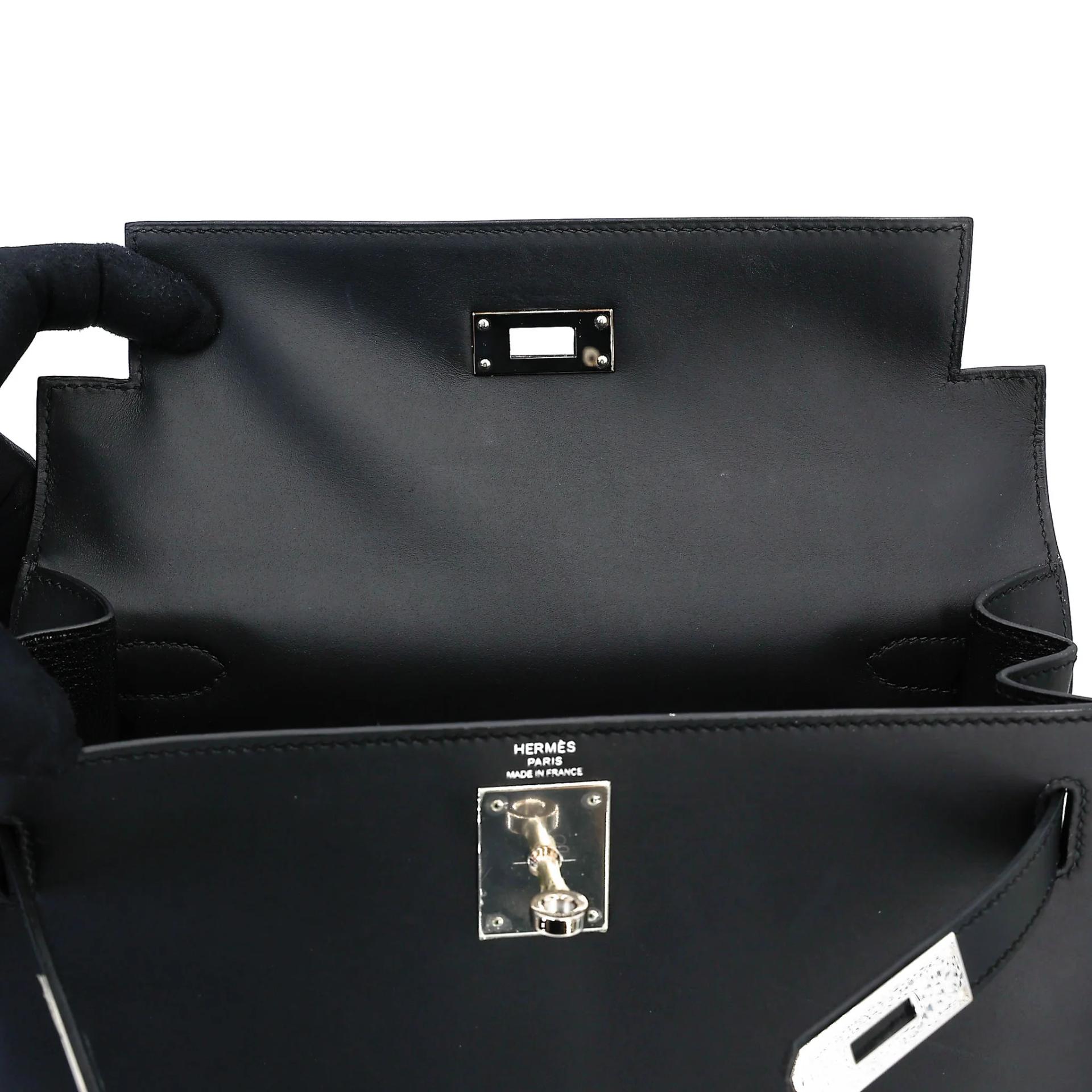 Very Good ( Rank A) HERMÈS Kelly 28 Sellier Noir (89) Sombrero Palladium hardware T (2015) - 21