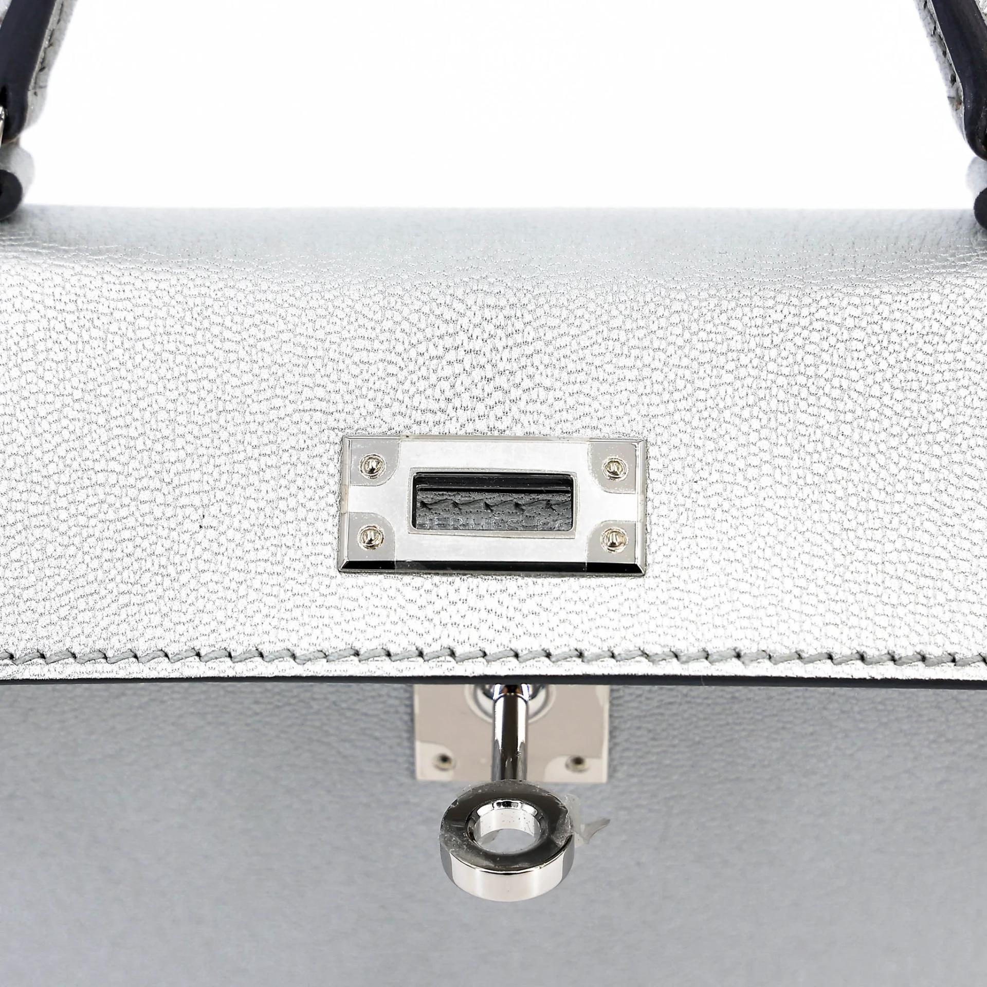Excellent ( Rank SA ) HERMÈS Mini Kelly II Argent (05) Chamkilight Palladium hardware K (2025) - 11