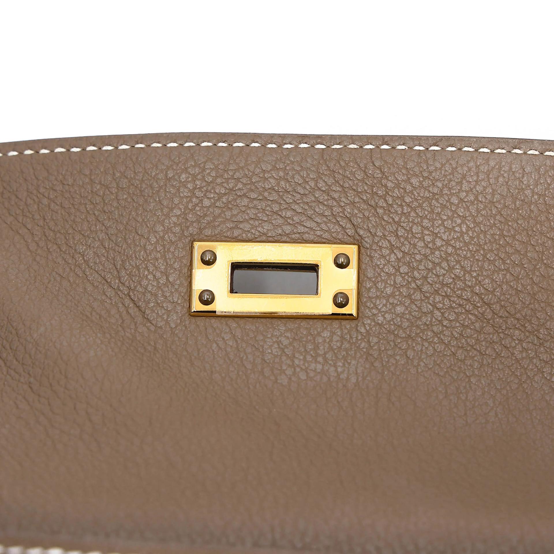Very Good ( Rank A) HERMÈS Kelly Danse Etoupe (18) Evercolor Gold hardware W (2024) - 10