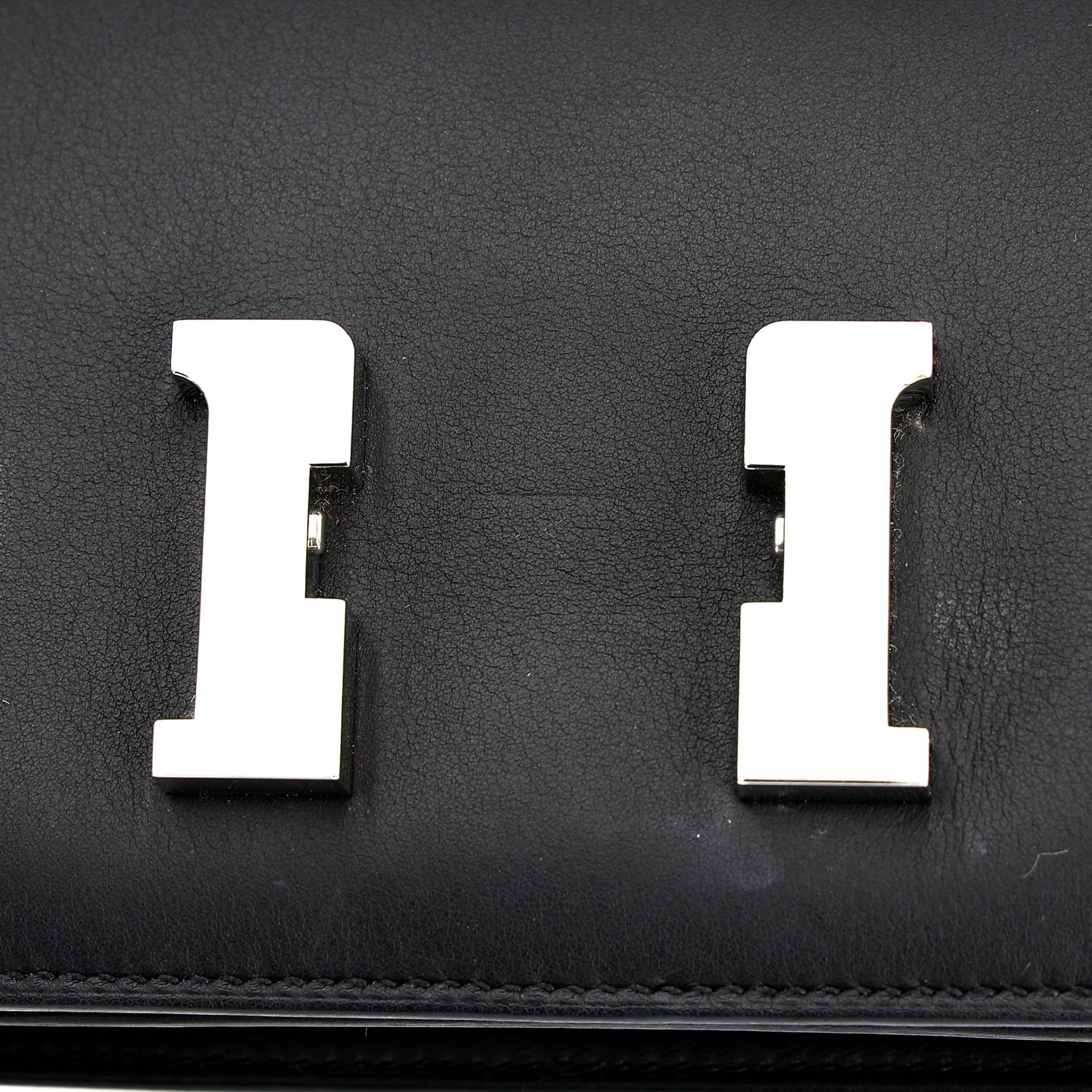 Excellent ( Rank SA ) HERMÈS Constance Mini Noir (89) Swift Palladium hardware Z (2021) - 13