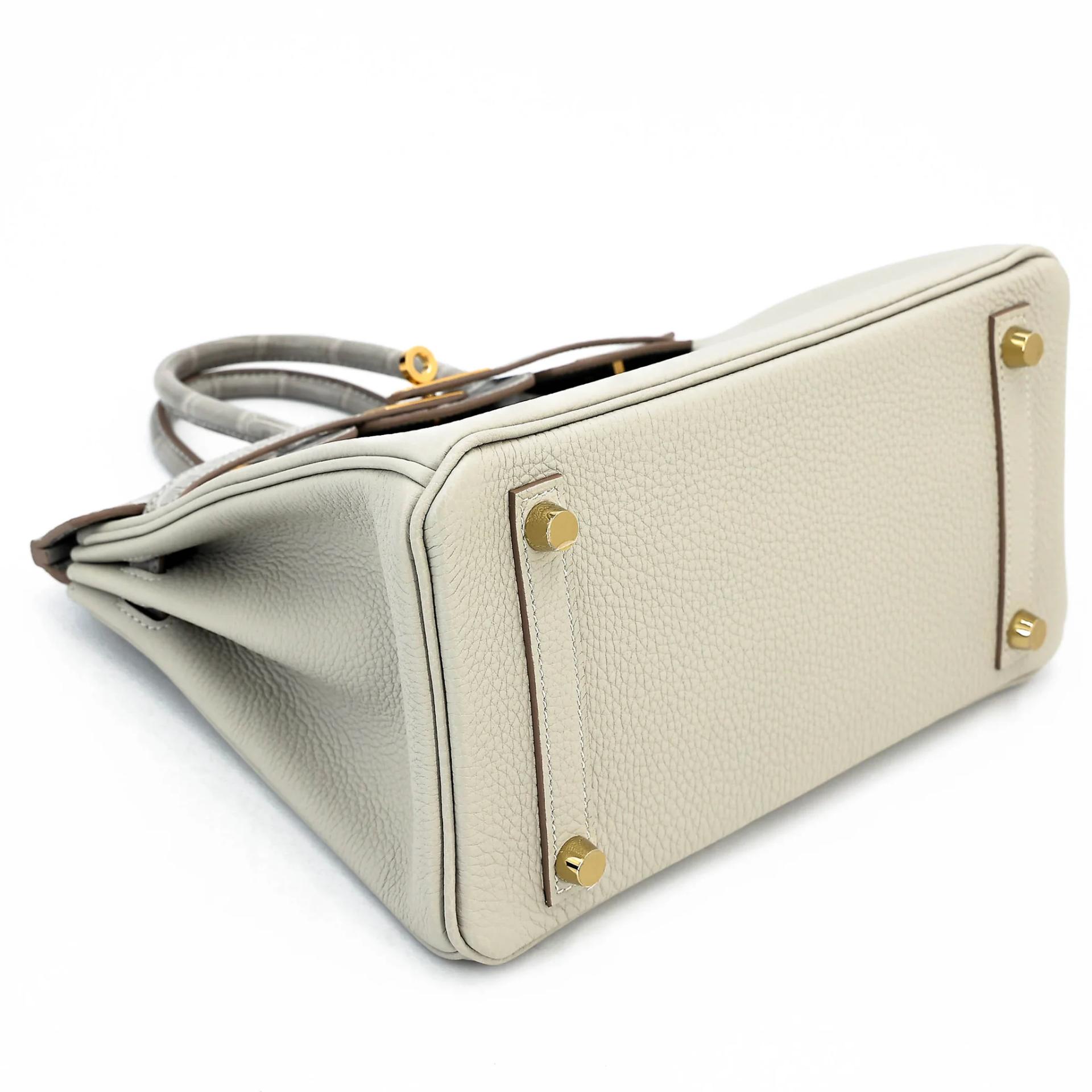 Unused ( Rank NS ) HERMÈS Birkin 25 Touch Gris Perle (80) Togo Matte Alligator Gold hardware U (2022) - 5