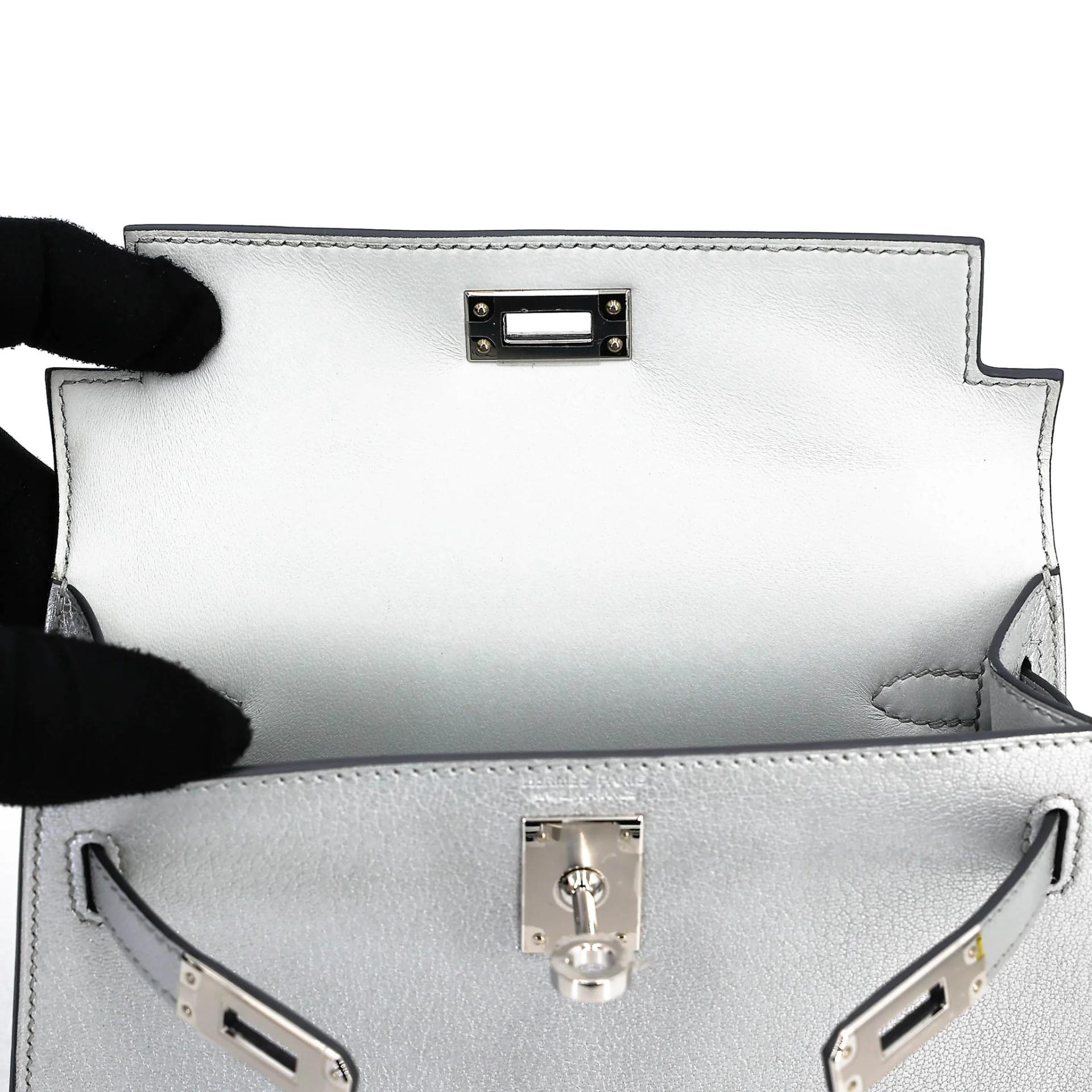 Excellent ( Rank SA ) HERMÈS Mini Kelly II Argent (05) Chamkilight Palladium hardware K (2025) - 13
