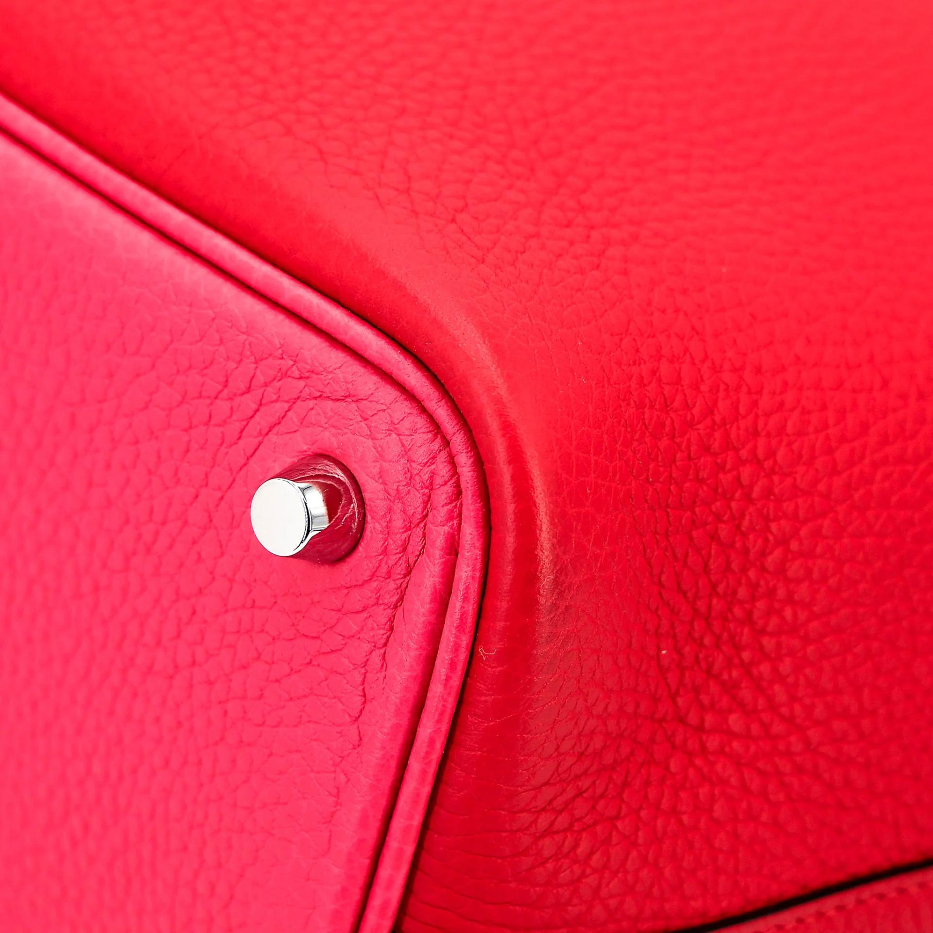 Very Good ( Rank A) HERMÈS Picotin Lock PM Rouge Rose Extreme (I6) Bleu Zanzibar (B3) Clemence Palladium hardware U (2022) - 7
