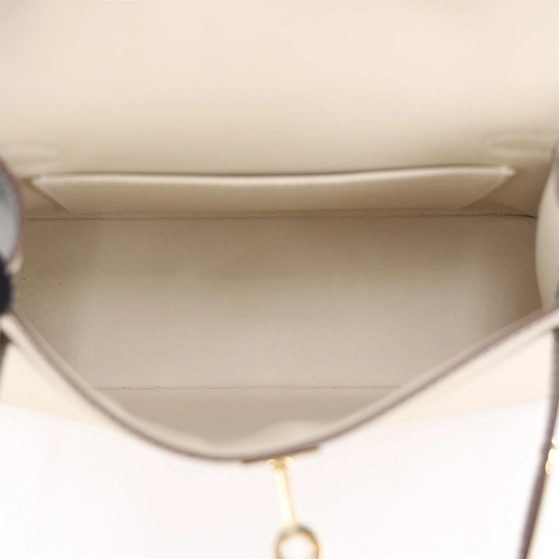 Brand New ( Rank N ) HERMÈS Special Order Mini Kelly II HSS Craie (10) Gris Meyer (0L) Epsom Permabrass hardware K (2025) - 12