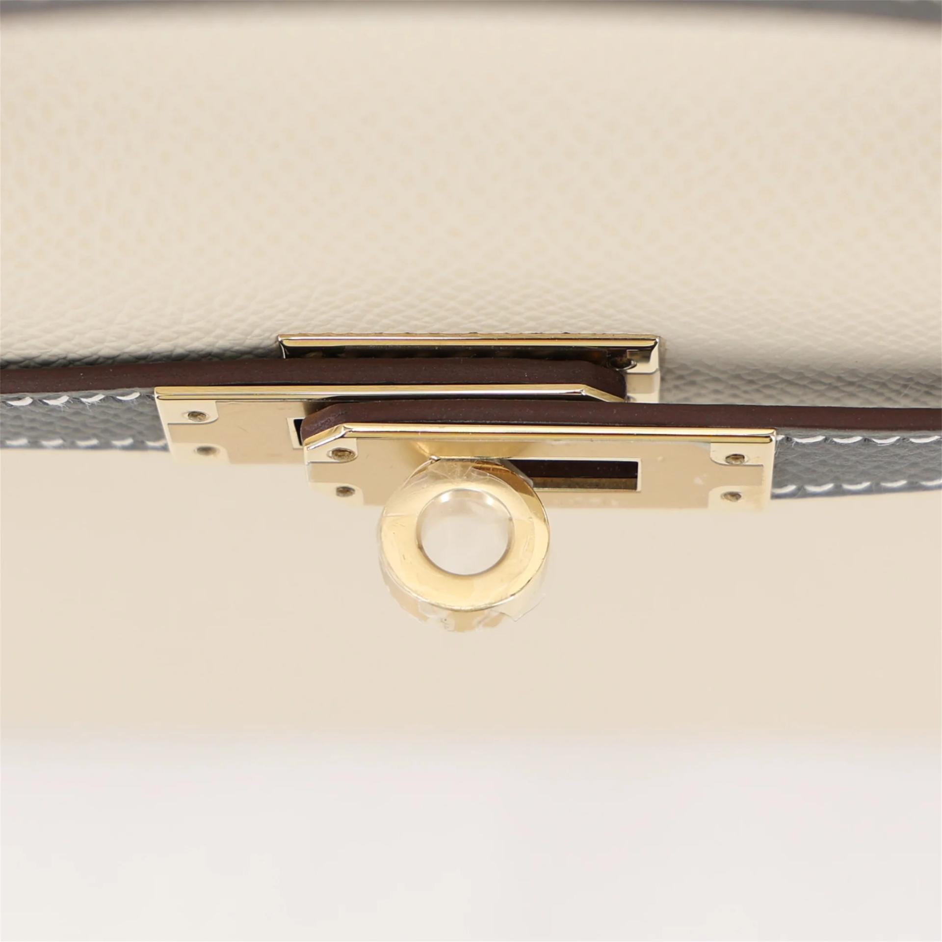 Brand New ( Rank N ) HERMÈS Special Order Mini Kelly II HSS Craie (10) Gris Meyer (0L) Epsom Permabrass hardware K (2025) - 10