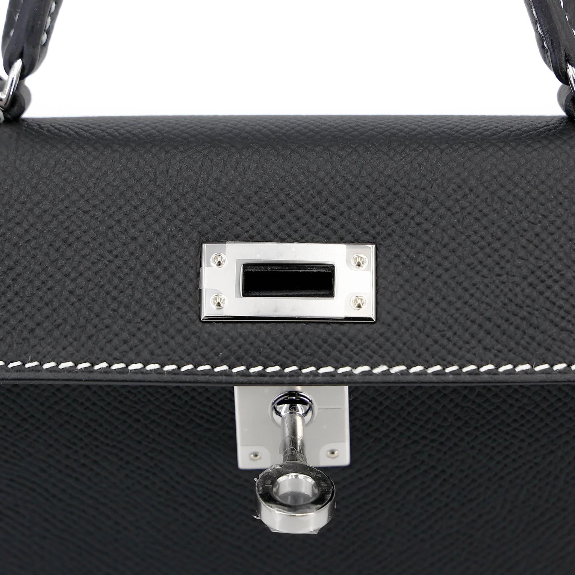 Brand New ( Rank N ) HERMÈS Mini Kelly II HSS Noir (89) Epsom Palladium hardware G (2026) - 10