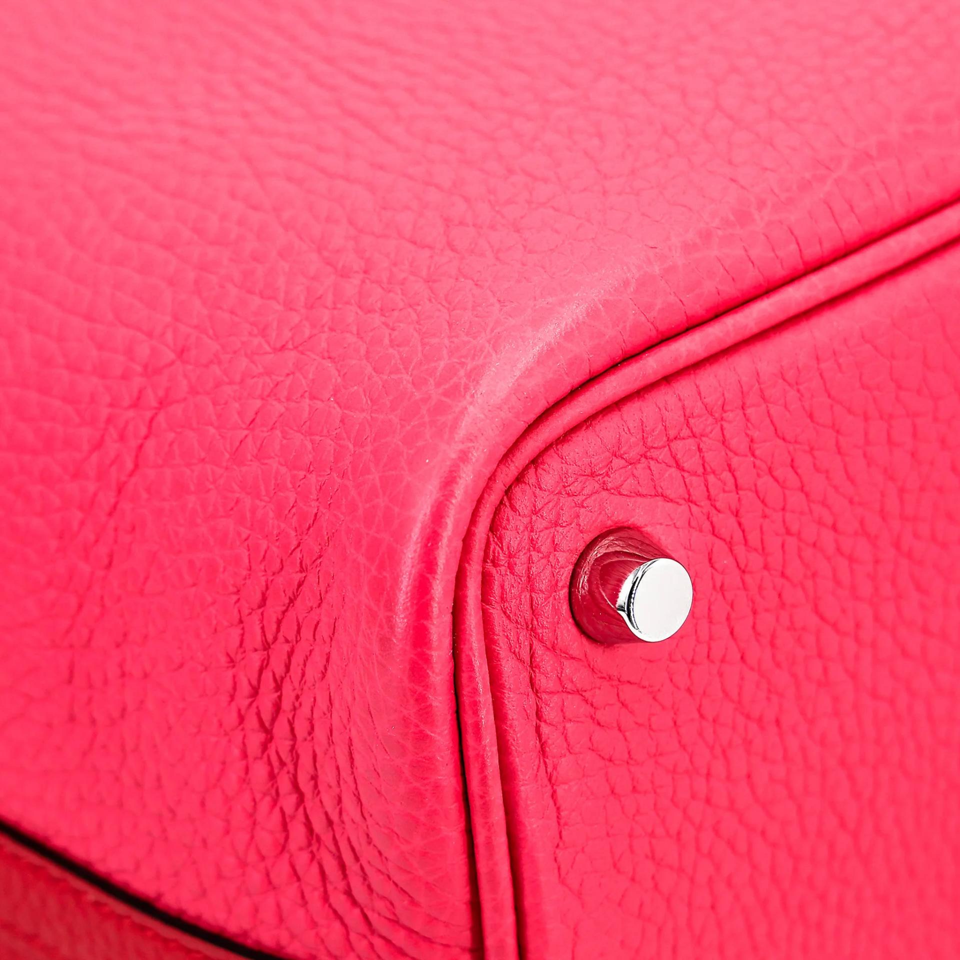 Very Good ( Rank A) HERMÈS Picotin Lock PM Rouge Rose Extreme (I6) Bleu Zanzibar (B3) Clemence Palladium hardware U (2022) - 10